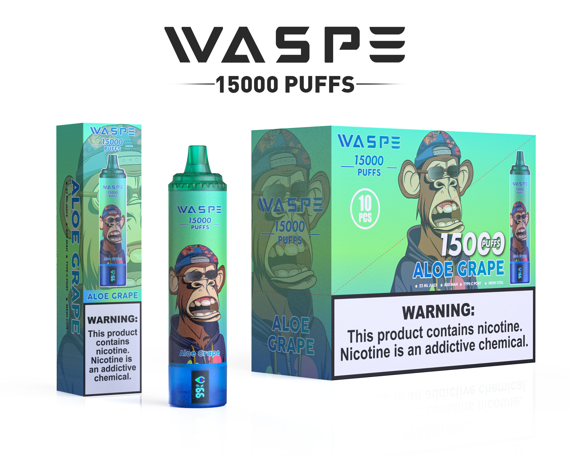 WASPE  15000PUFFS 10PCS/BOX