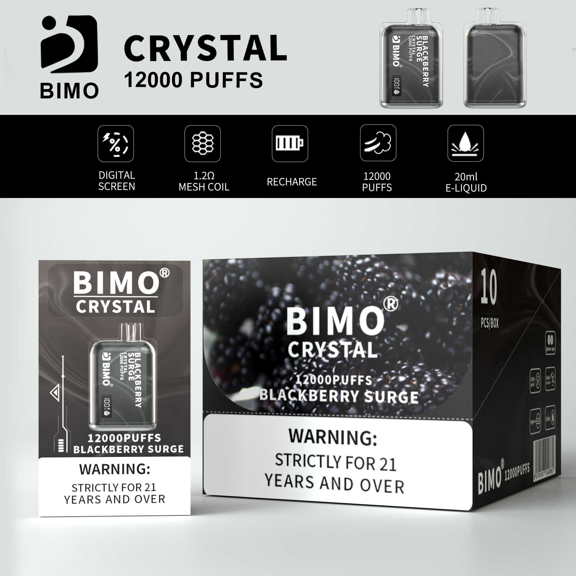 BIMO Crystal 12000puff 10PCS/BOX