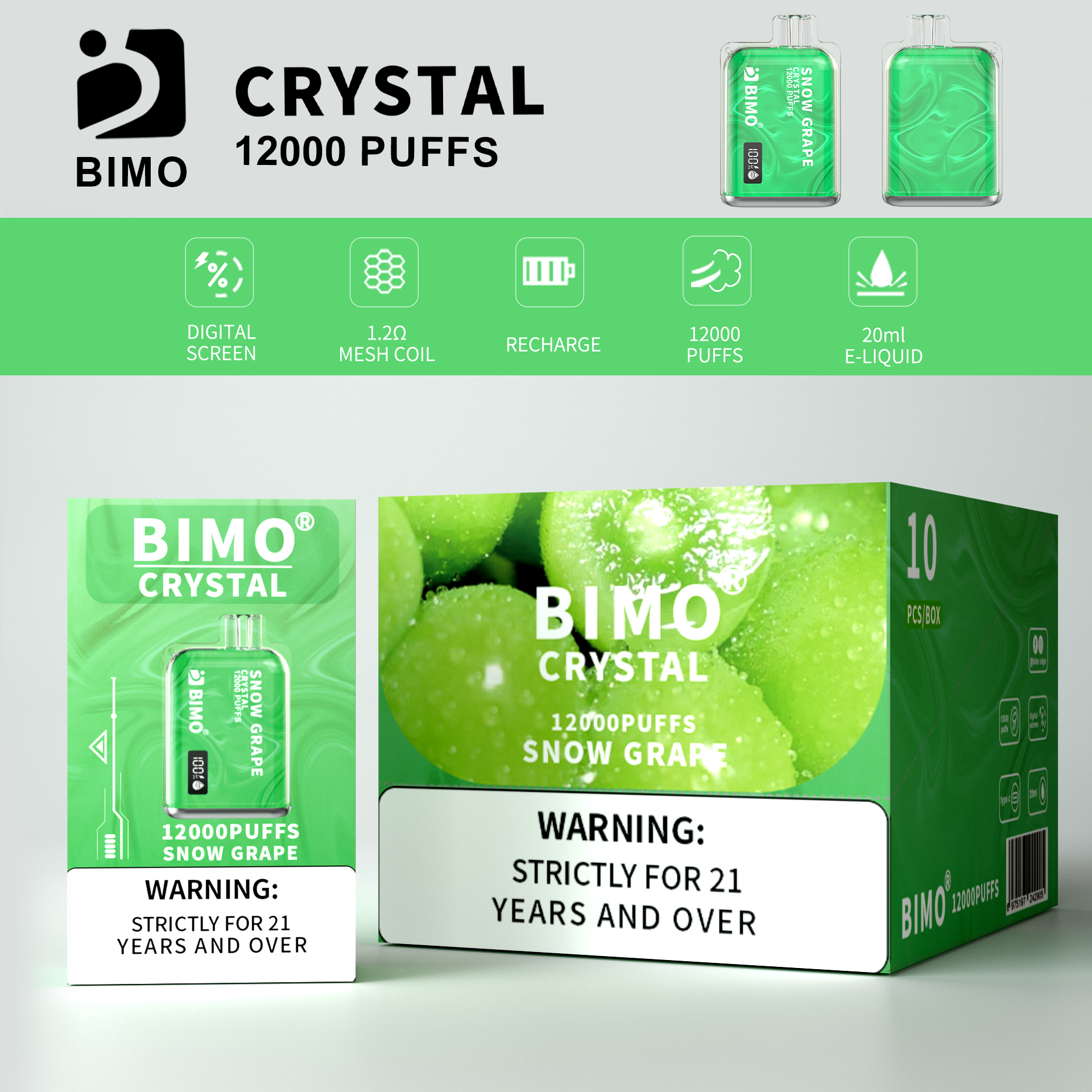 BIMO Crystal 12000puff 10PCS/BOX