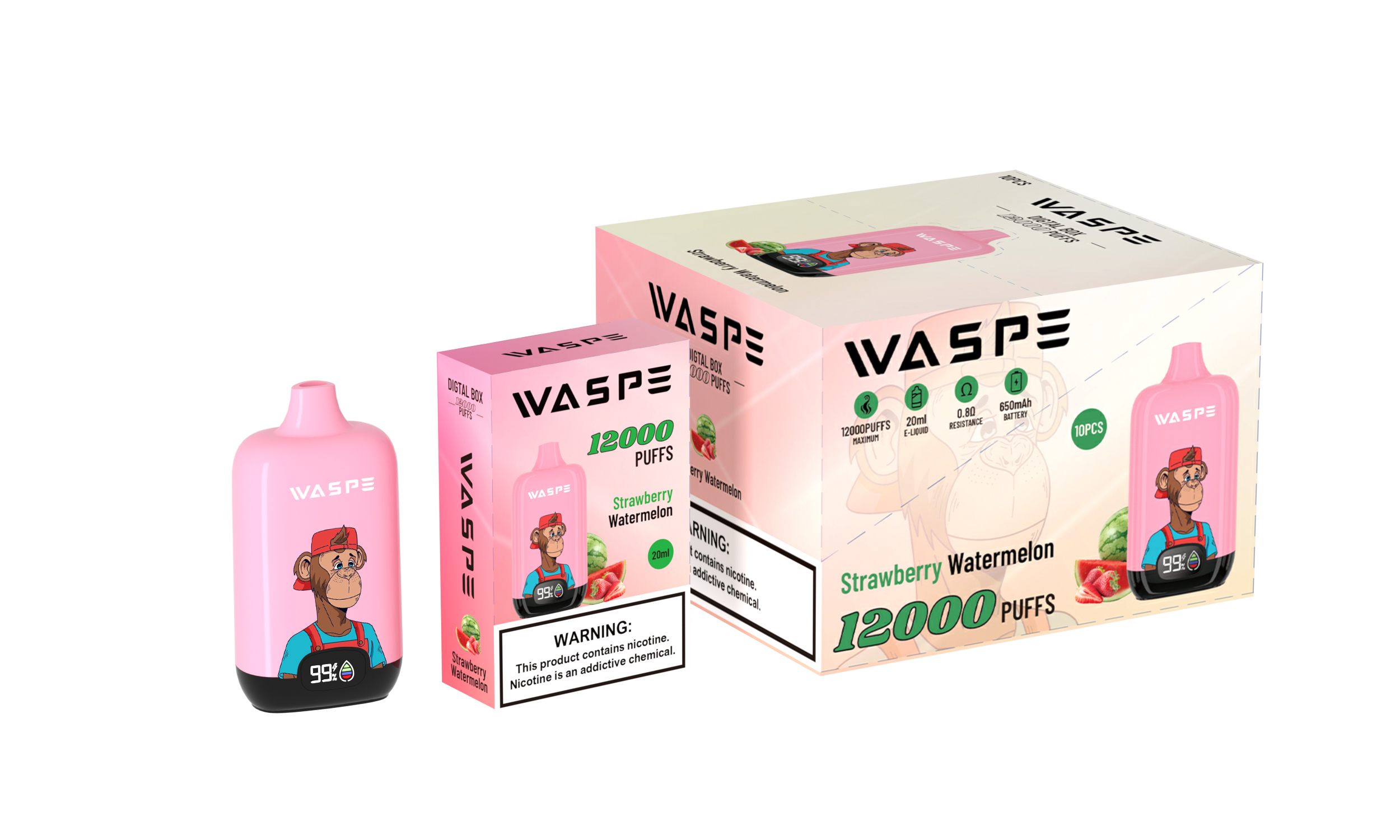 WASPE 12000PUFFS Digital Box 10PCS/BOX