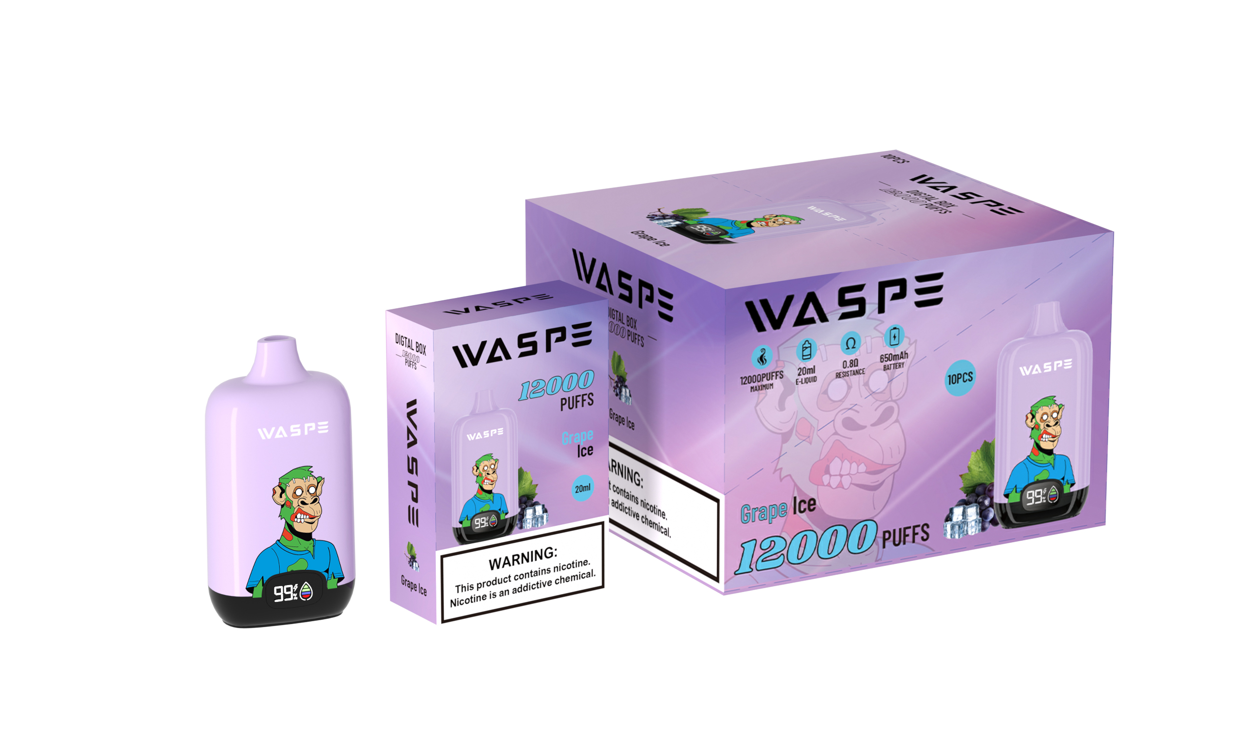WASPE 12000PUFFS Digital Box 10PCS/BOX