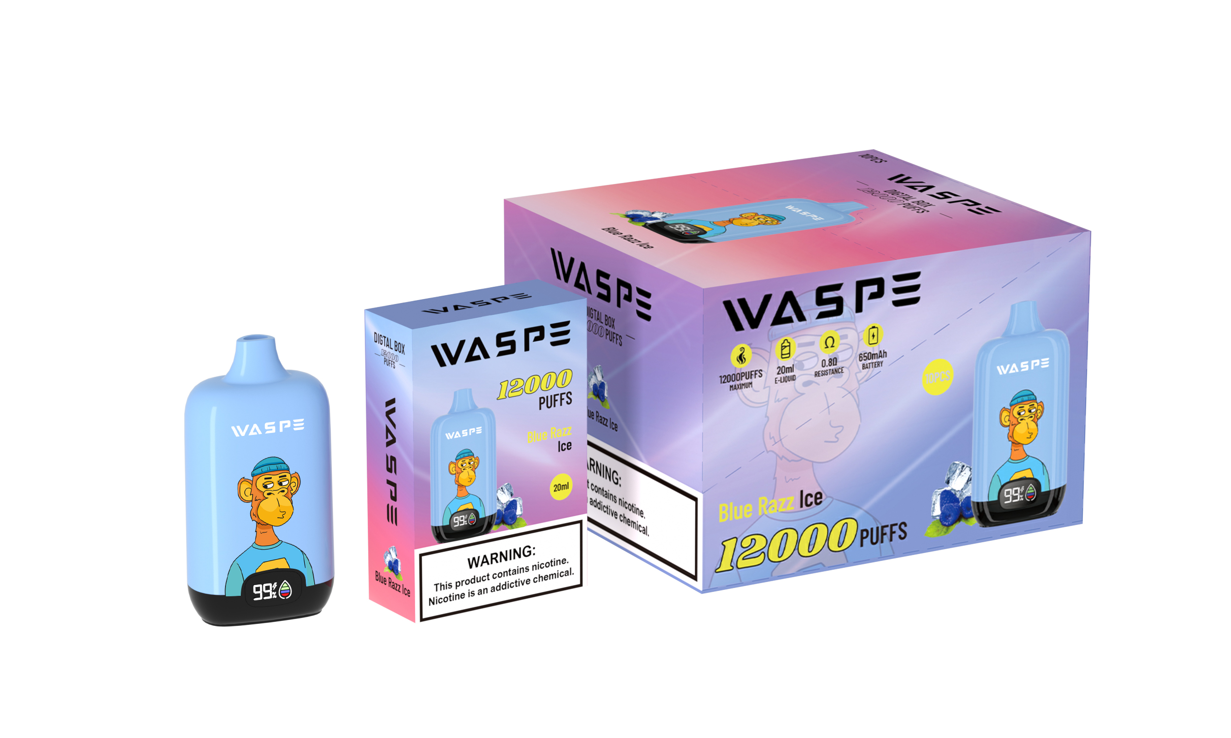 WASPE 12000PUFFS Digital Box 10PCS/BOX
