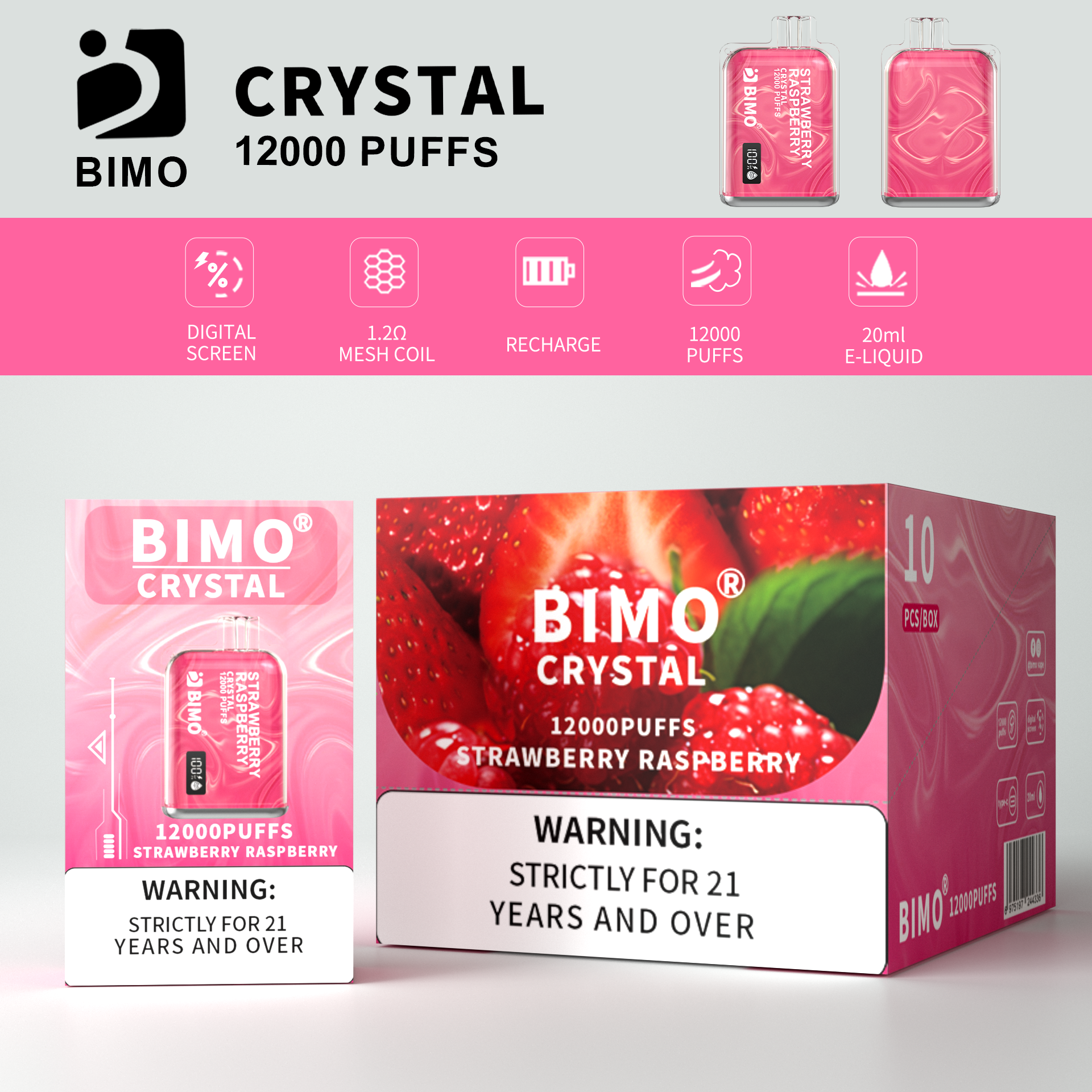BIMO Crystal 12000puff 10PCS/BOX