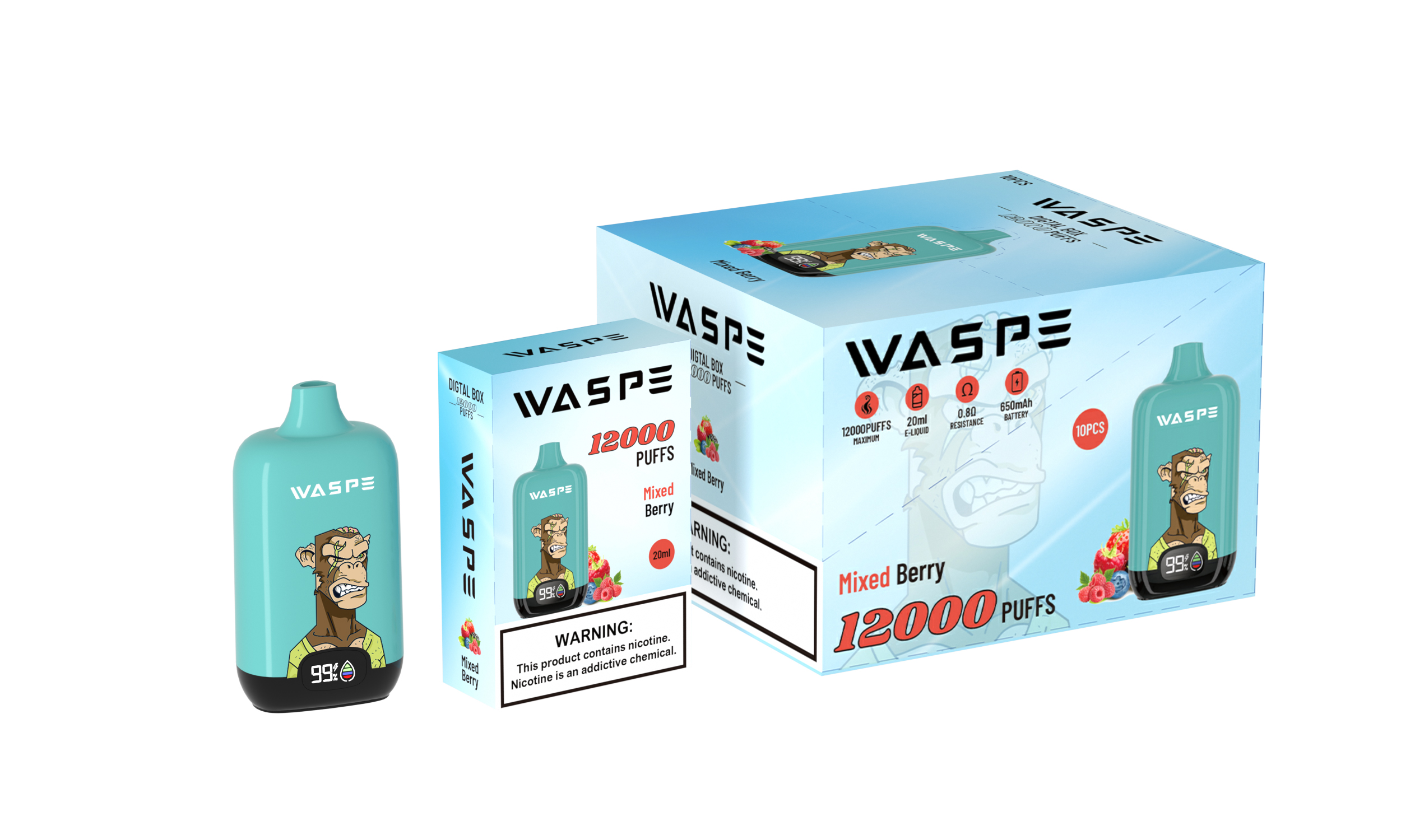 WASPE 12000PUFFS Digital Box 10PCS/BOX