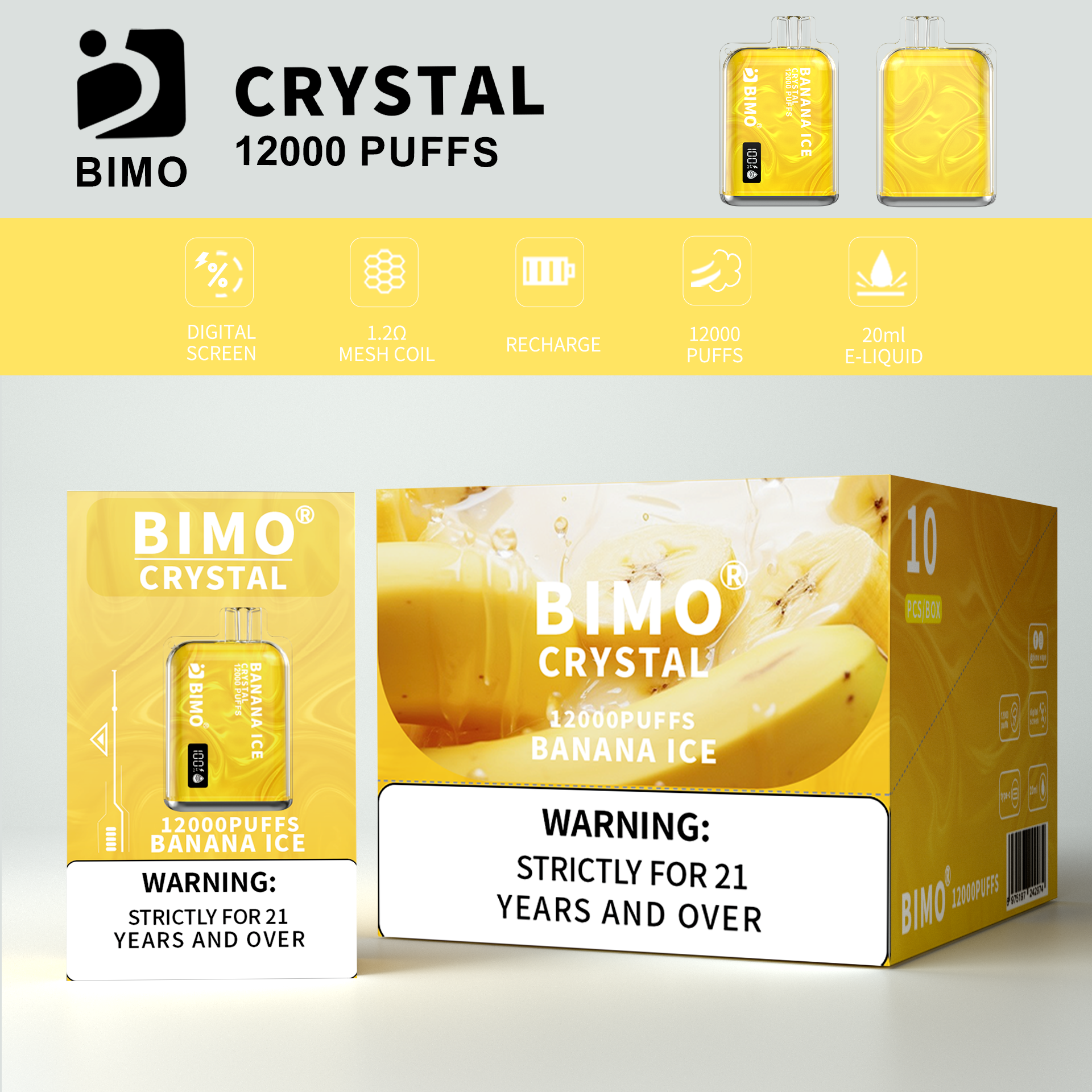 BIMO Crystal 12000puff 10PCS/BOX