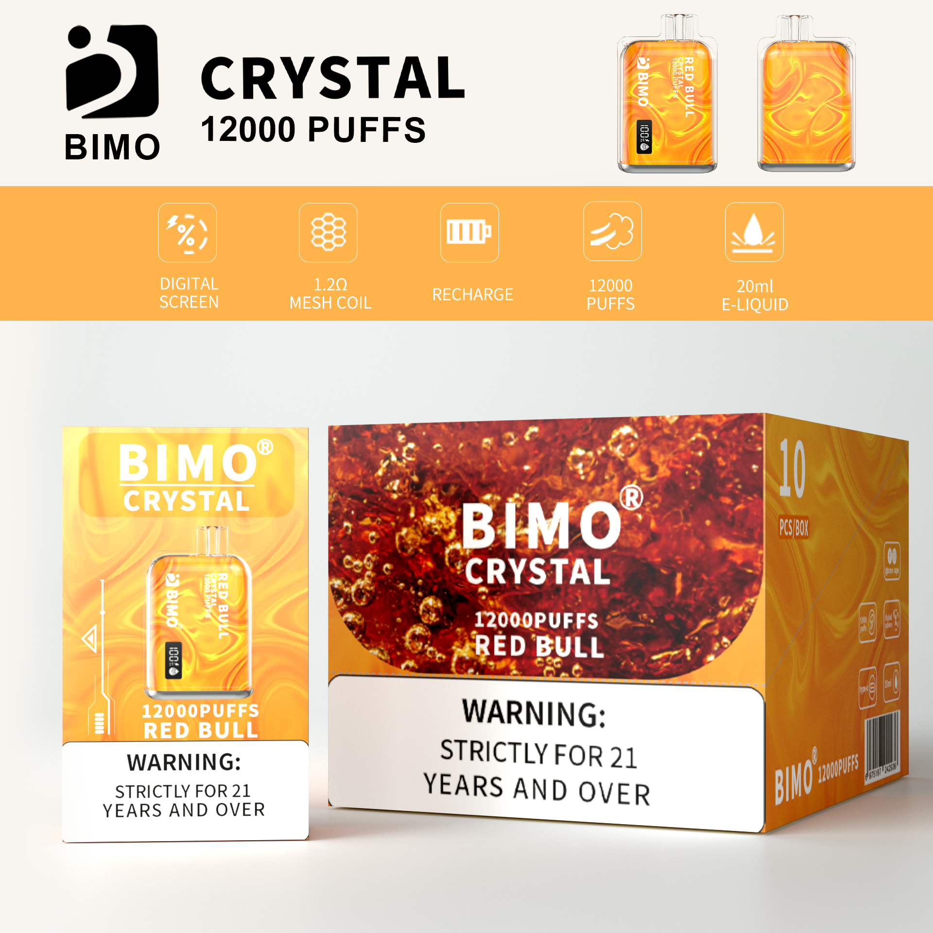 BIMO Crystal 12000puff 10PCS/BOX