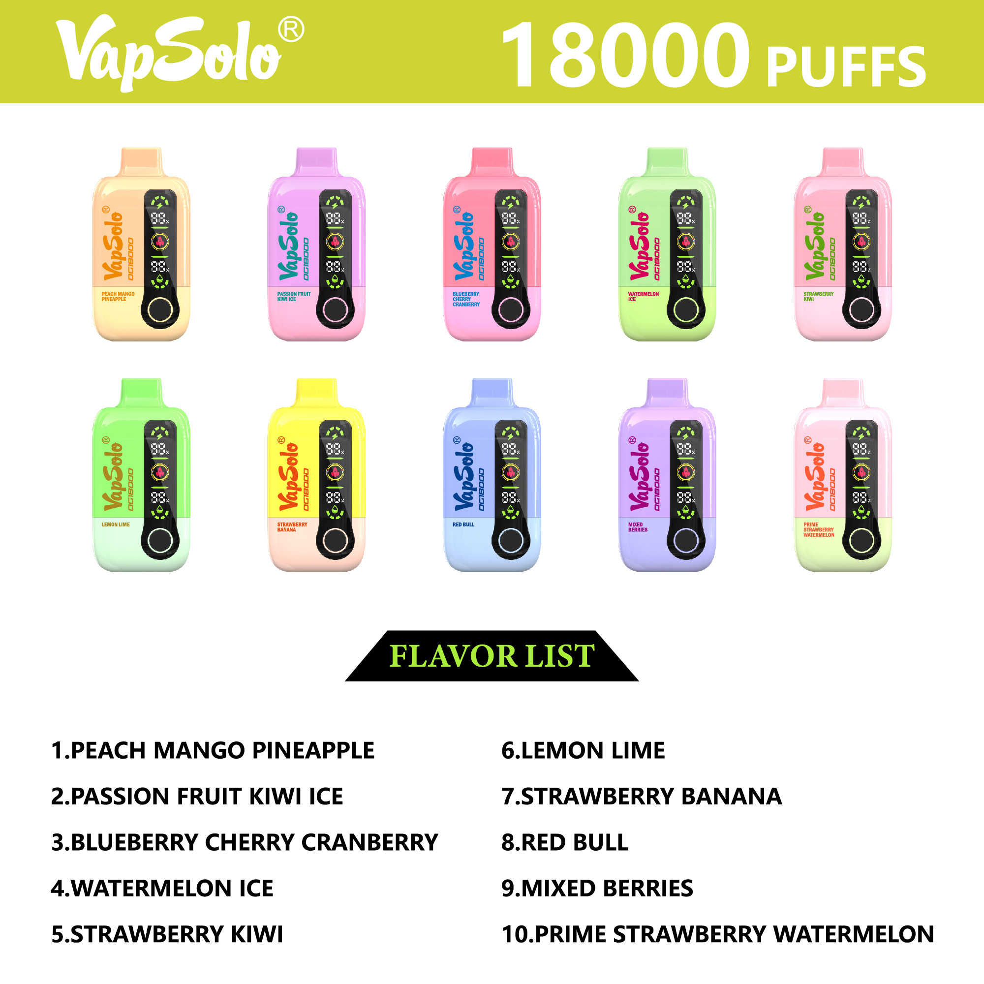 VAPSOLO DG 18000puff 10PCS/BOX