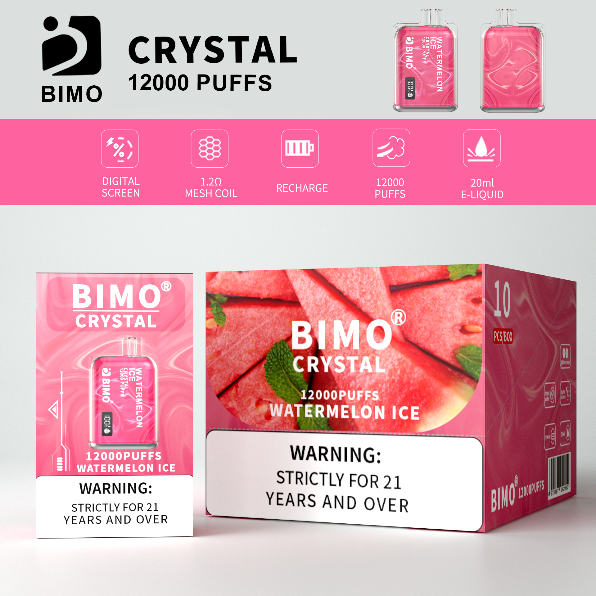 BIMO Crystal 12000puff 10PCS/BOX