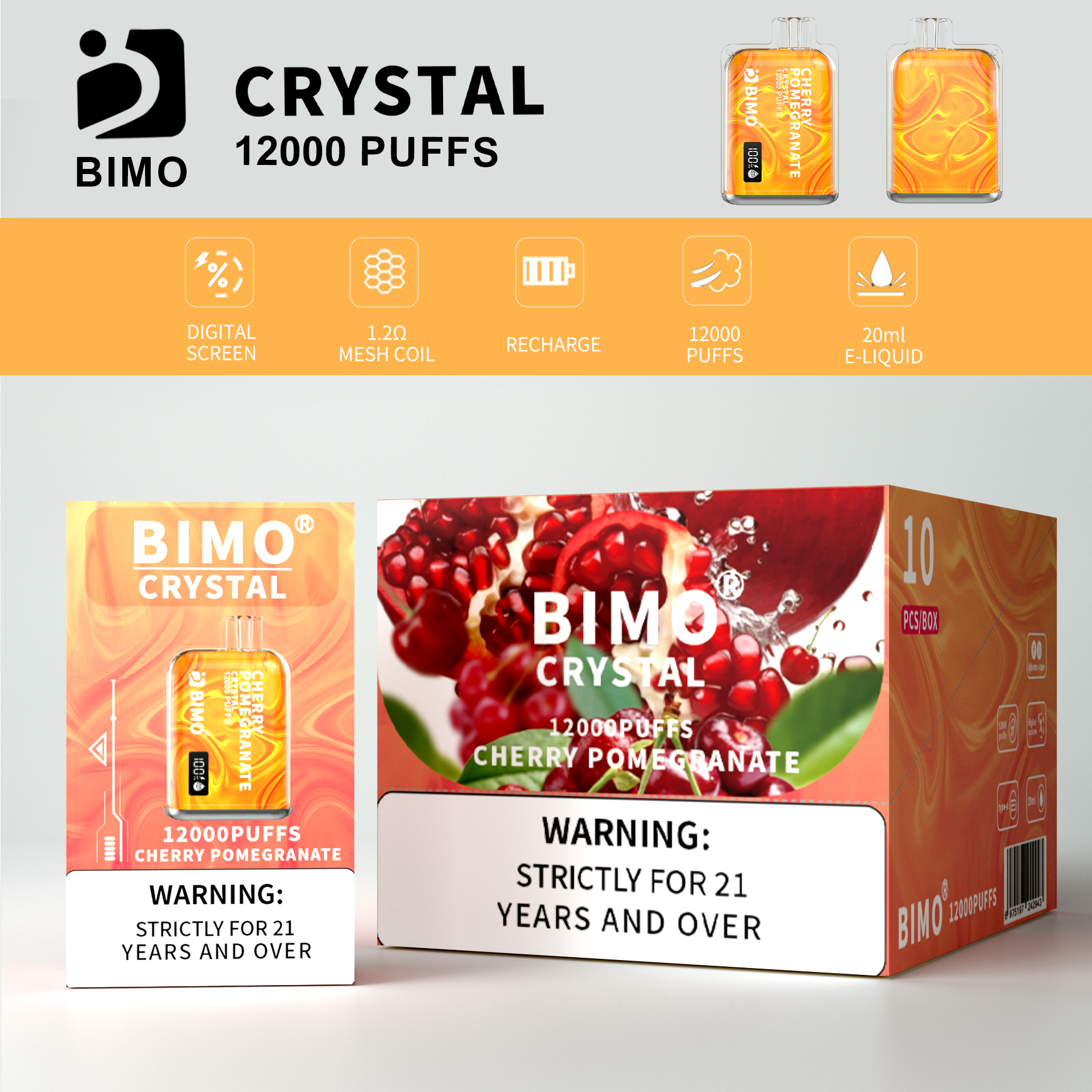 BIMO Crystal 12000puff 10PCS/BOX