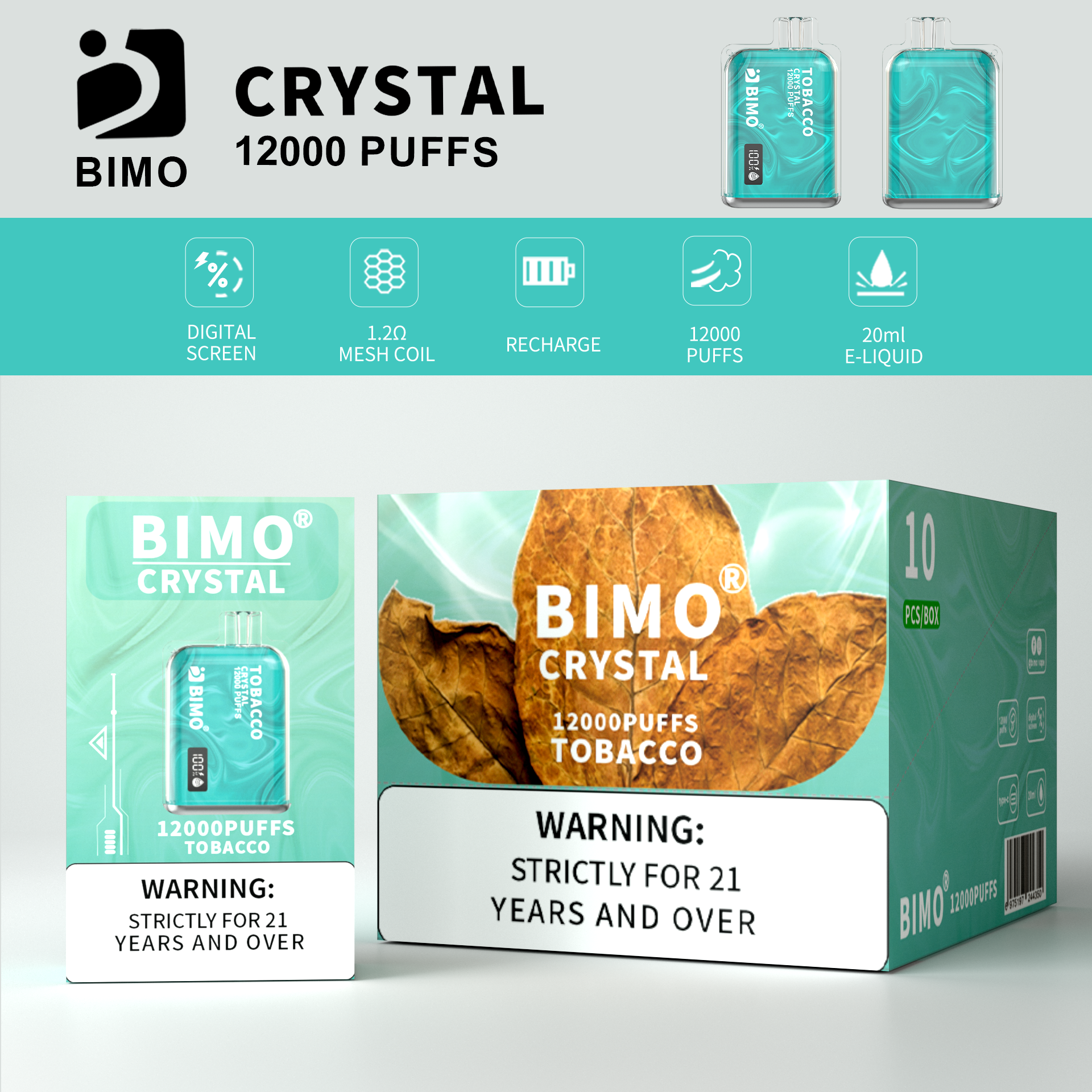 BIMO Crystal 12000puff 10PCS/BOX