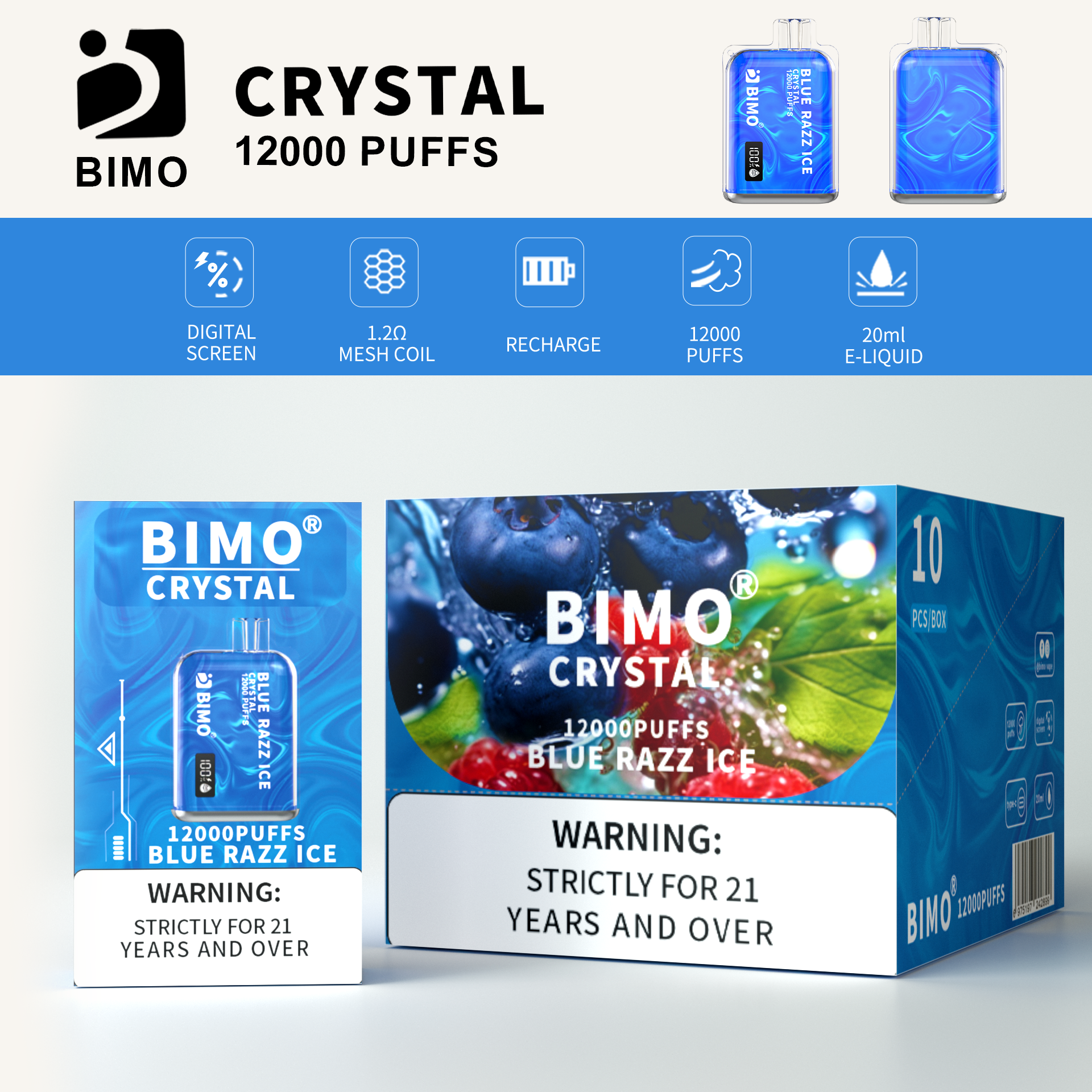 BIMO Crystal 12000puff 10PCS/BOX