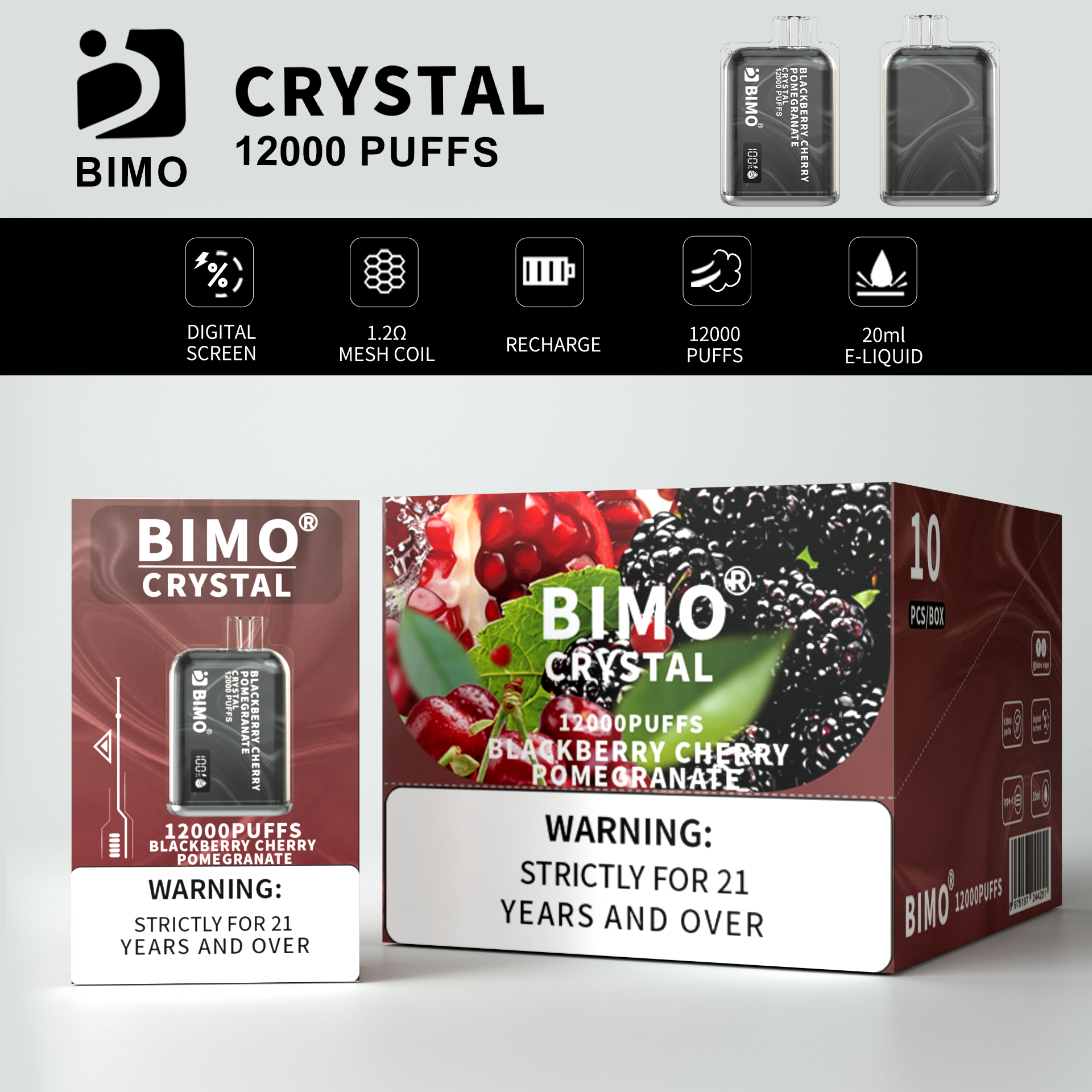 BIMO Crystal 12000puff 10PCS/BOX