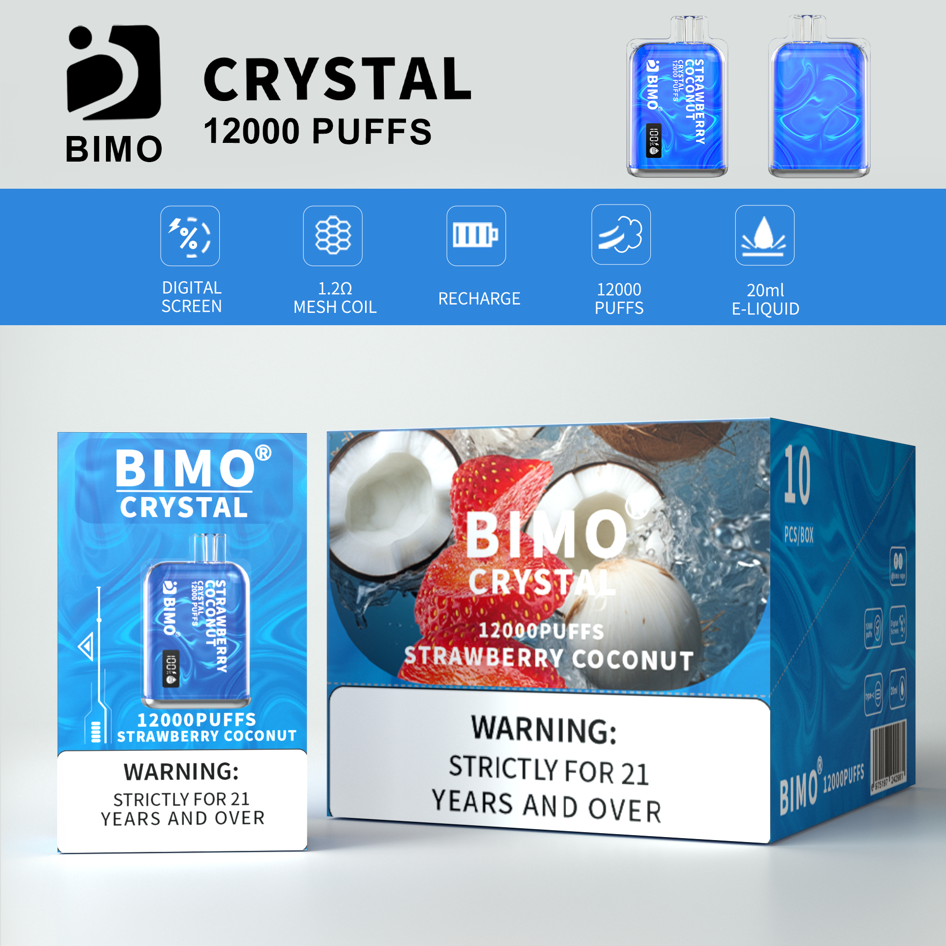 BIMO Crystal 12000puff 10PCS/BOX