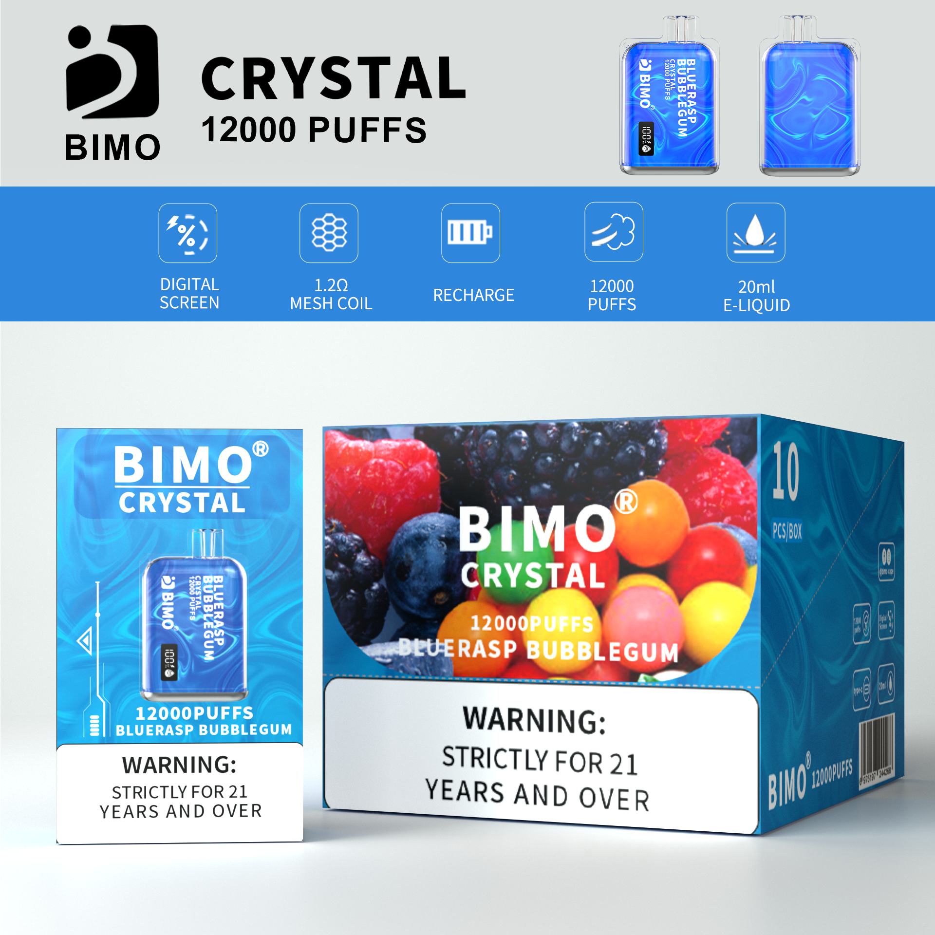 BIMO Crystal 12000puff 10PCS/BOX