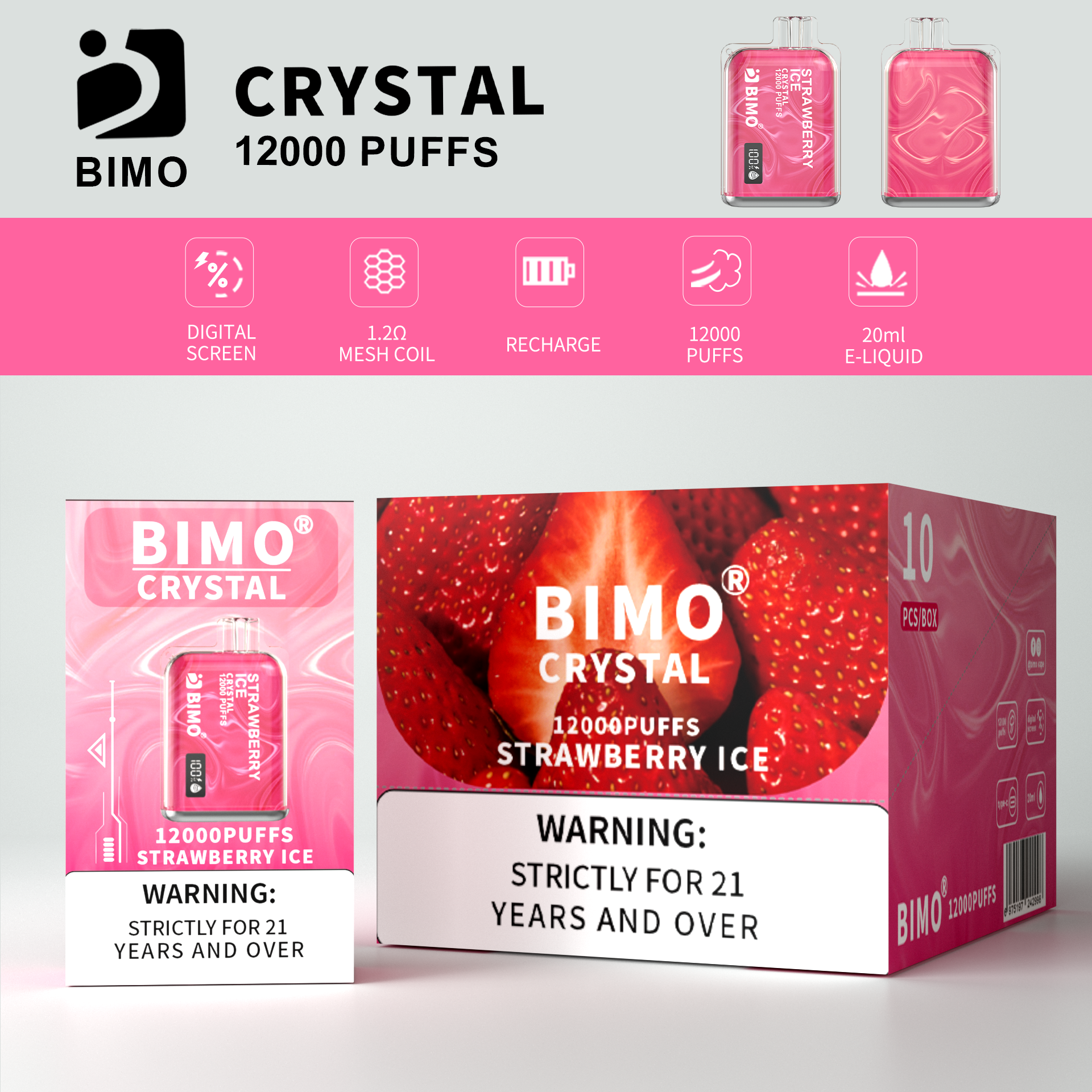 BIMO Crystal 12000puff 10PCS/BOX