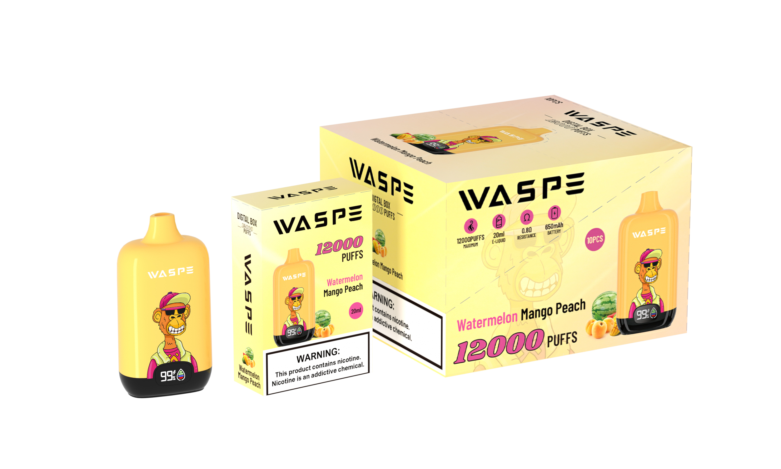 WASPE 12000PUFFS Digital Box 10PCS/BOX