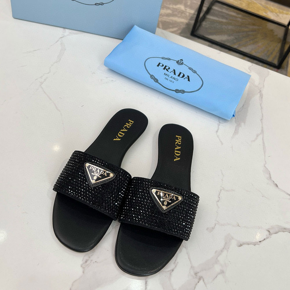 Prada  Band Drill Comfortable Flat Sandals Slide