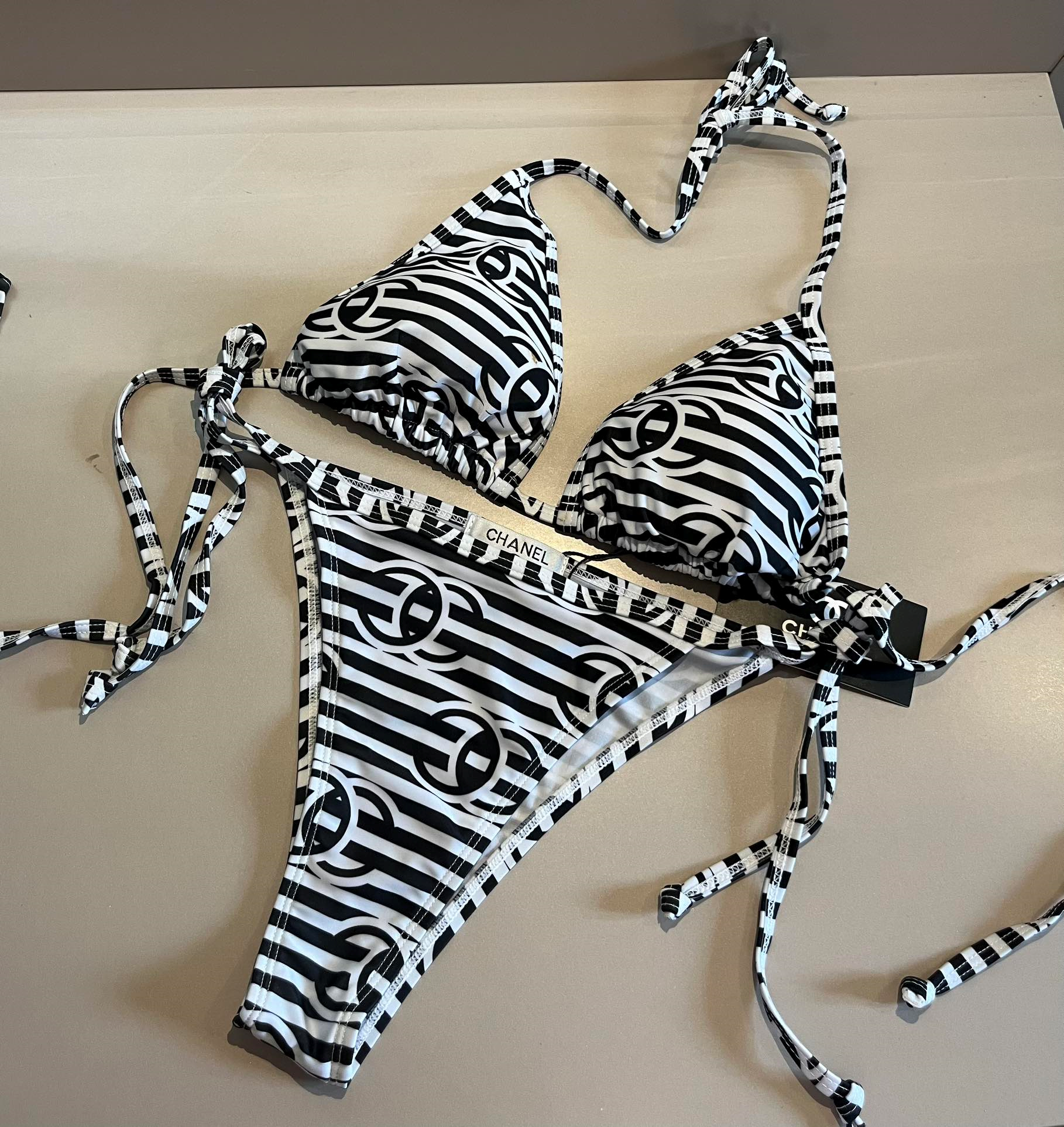 Chanel Zebra Print Two-piece Swimsuit Swimwear