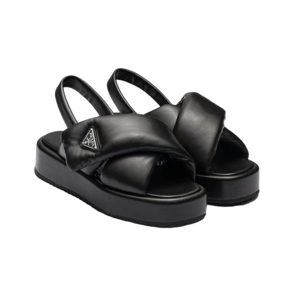 Prada Leather Peep-toe Beach Sandals Slide