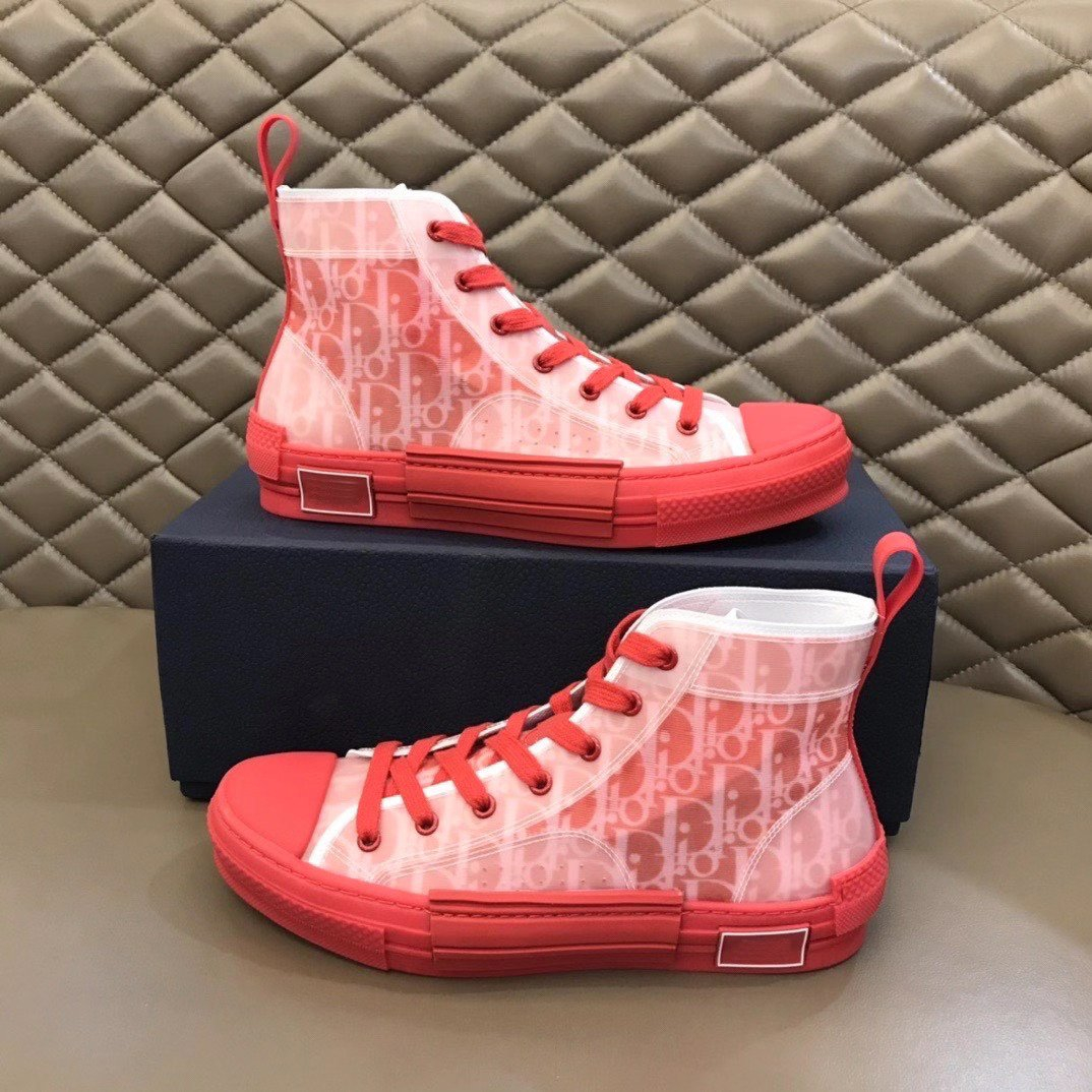 Dior B23 Red High-top Canvas Shoes