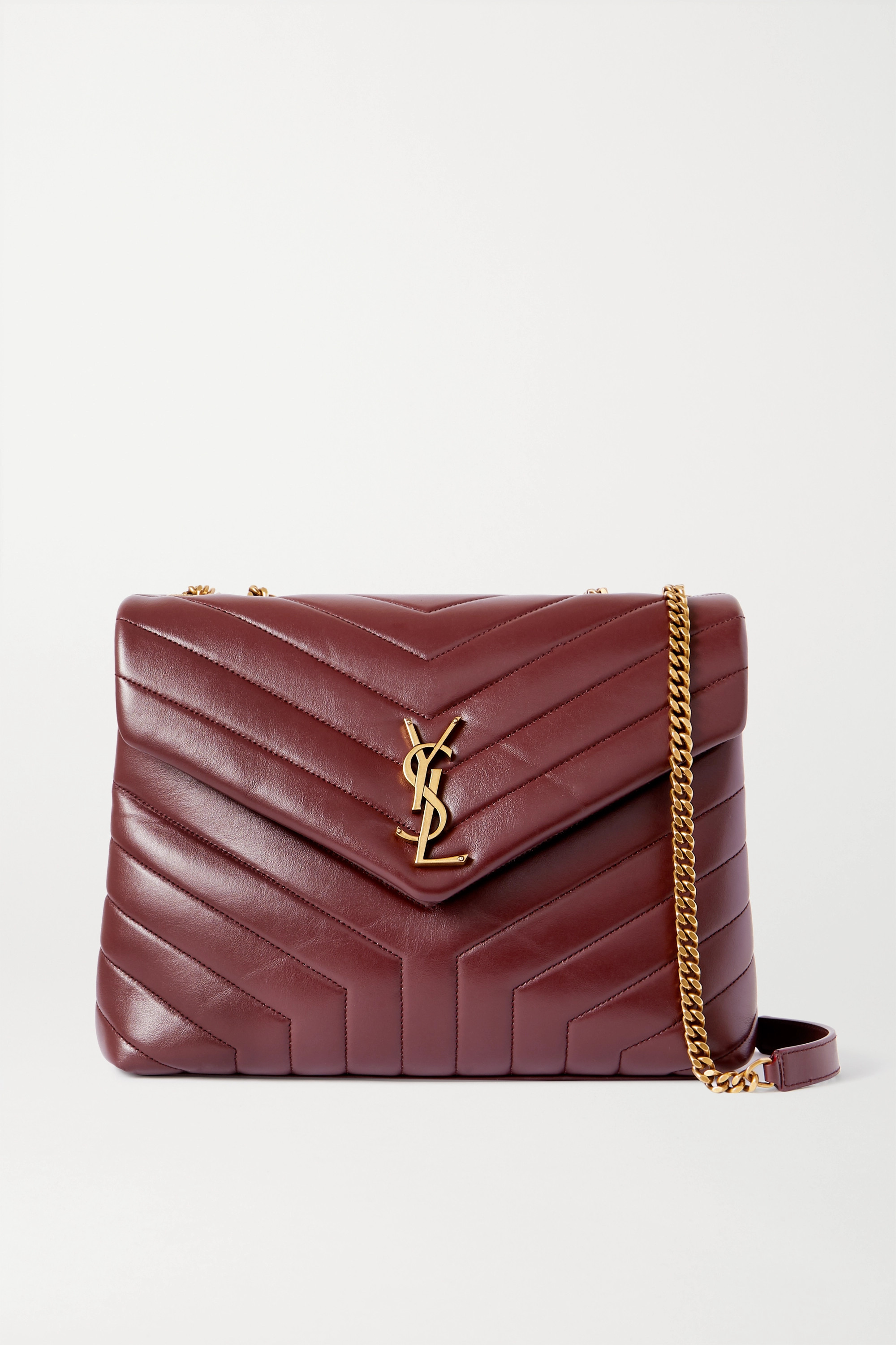 SAINT LAURENT Loulou medium quilted leather shoulder bag burgundy
