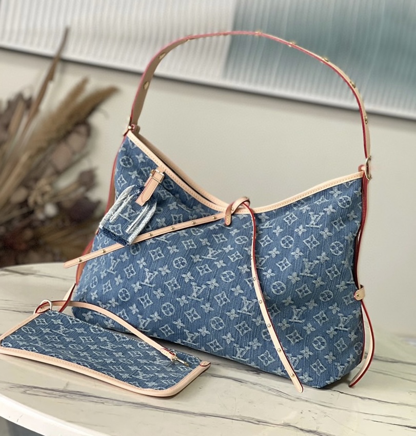 LV CARRYALL Denim Bag M46855 Top quality