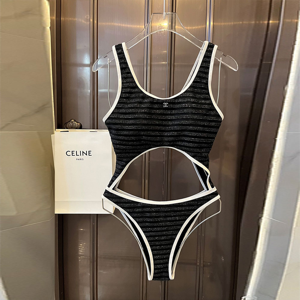 Chanel Baring One-piece Swimsuit Swimwear