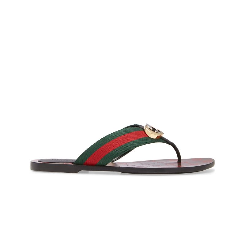 Gucci GG Web Thong Flat Sandals