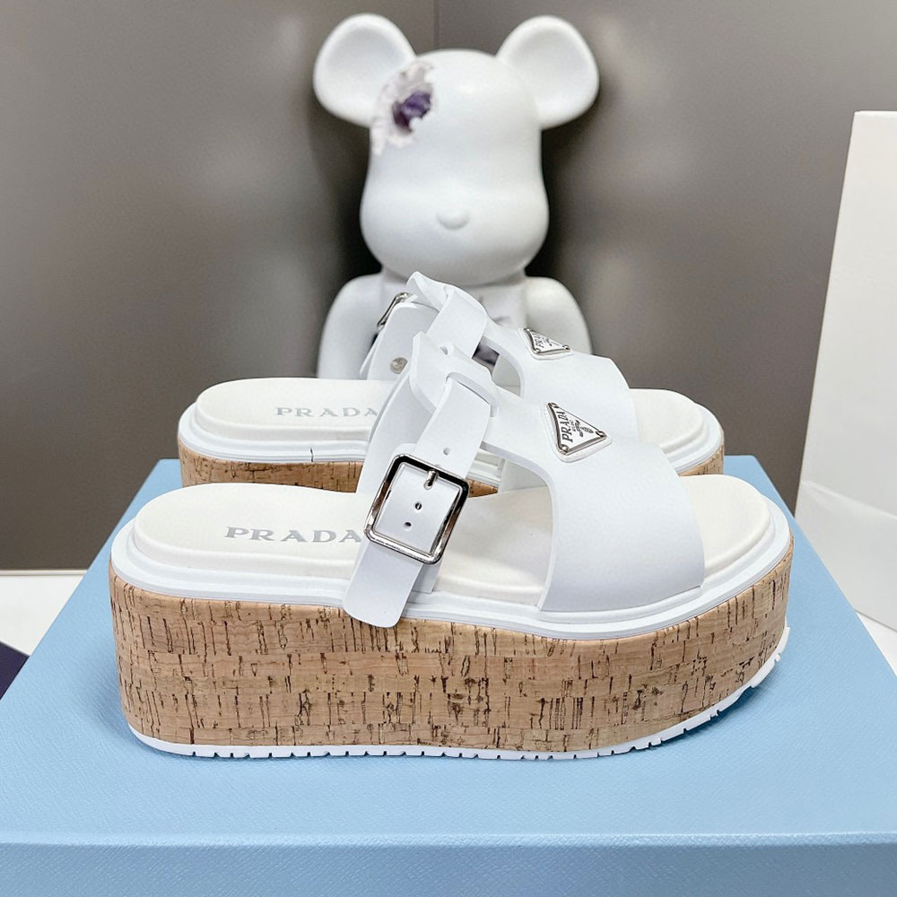 Prada  Leather Platform sandals Slide
