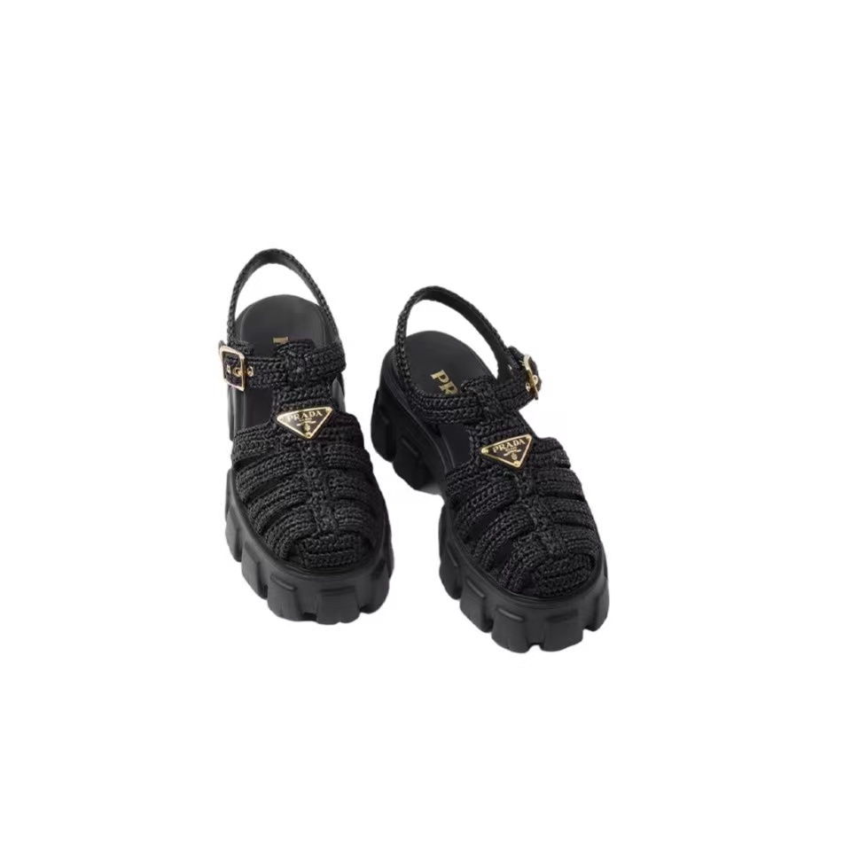 Prada Monolith Fabric Knit Buckle Slide  Sandal