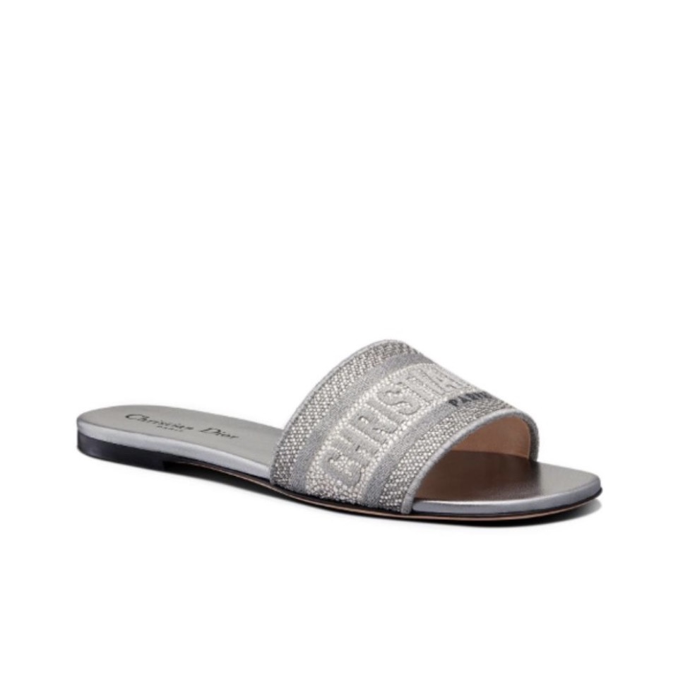 Dior DWAY Slide Slipper Sandals With Diamonds