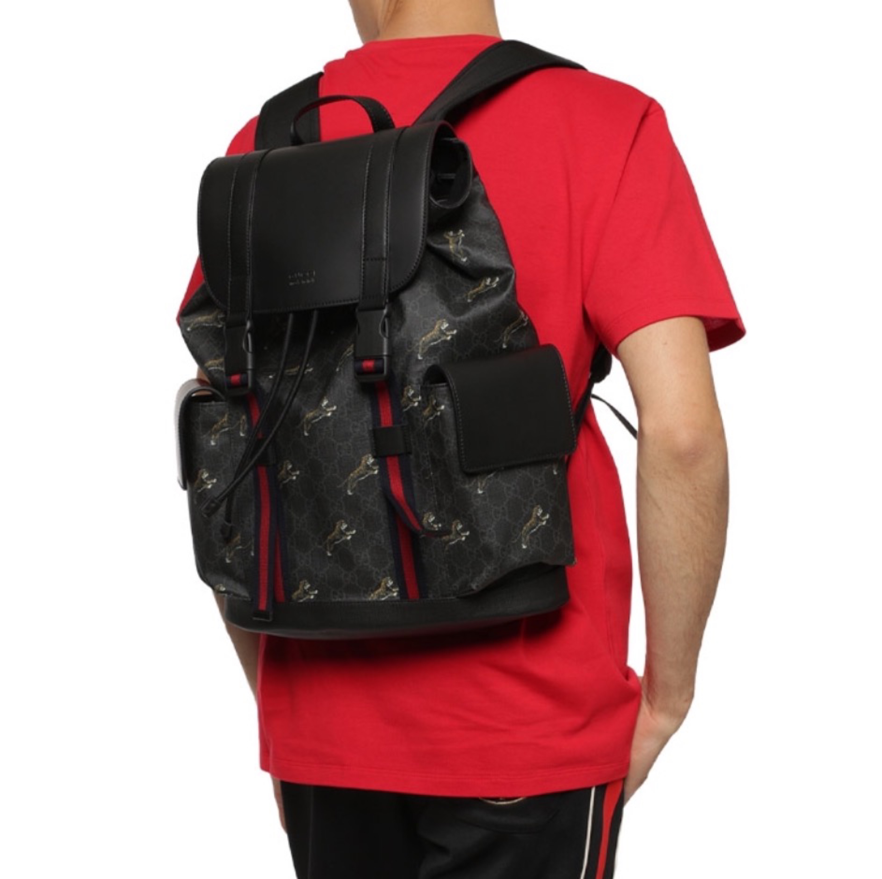 Gucci Striped Webbing Backpack