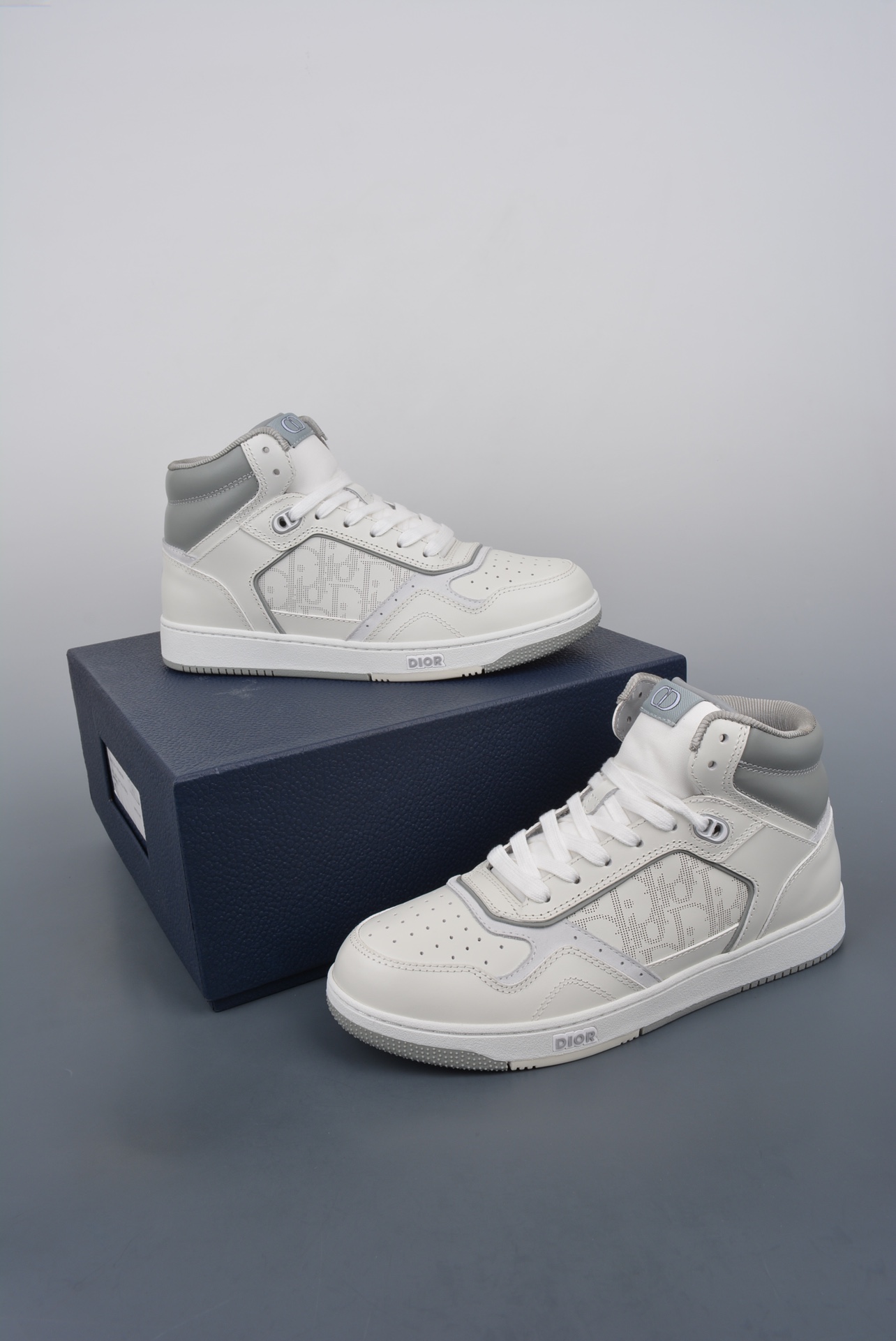 Dior B27 Sneakers High-Top White Gray (AAA High Quality Version)