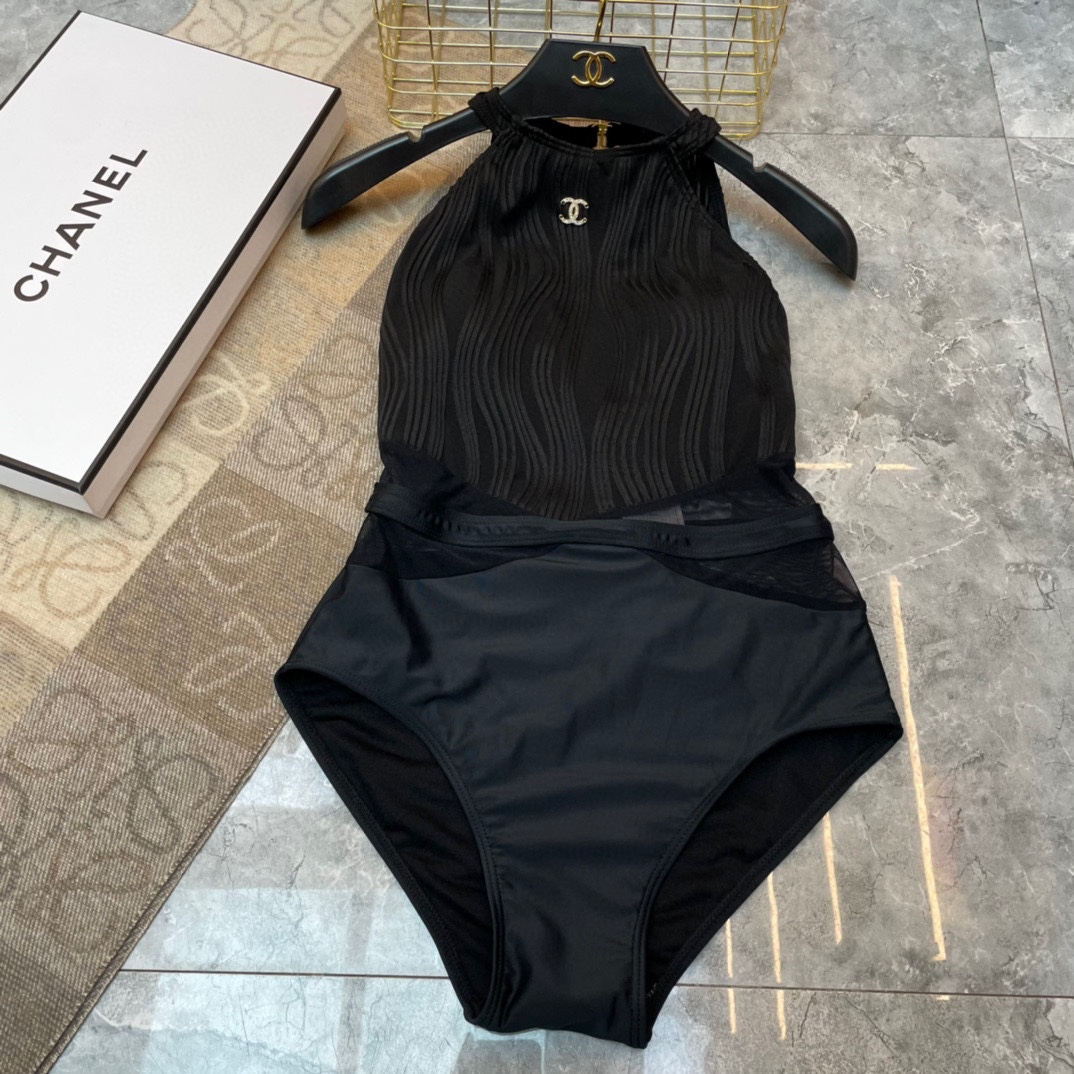 Chanel One-piece Swimsuit With Logo Swimwear