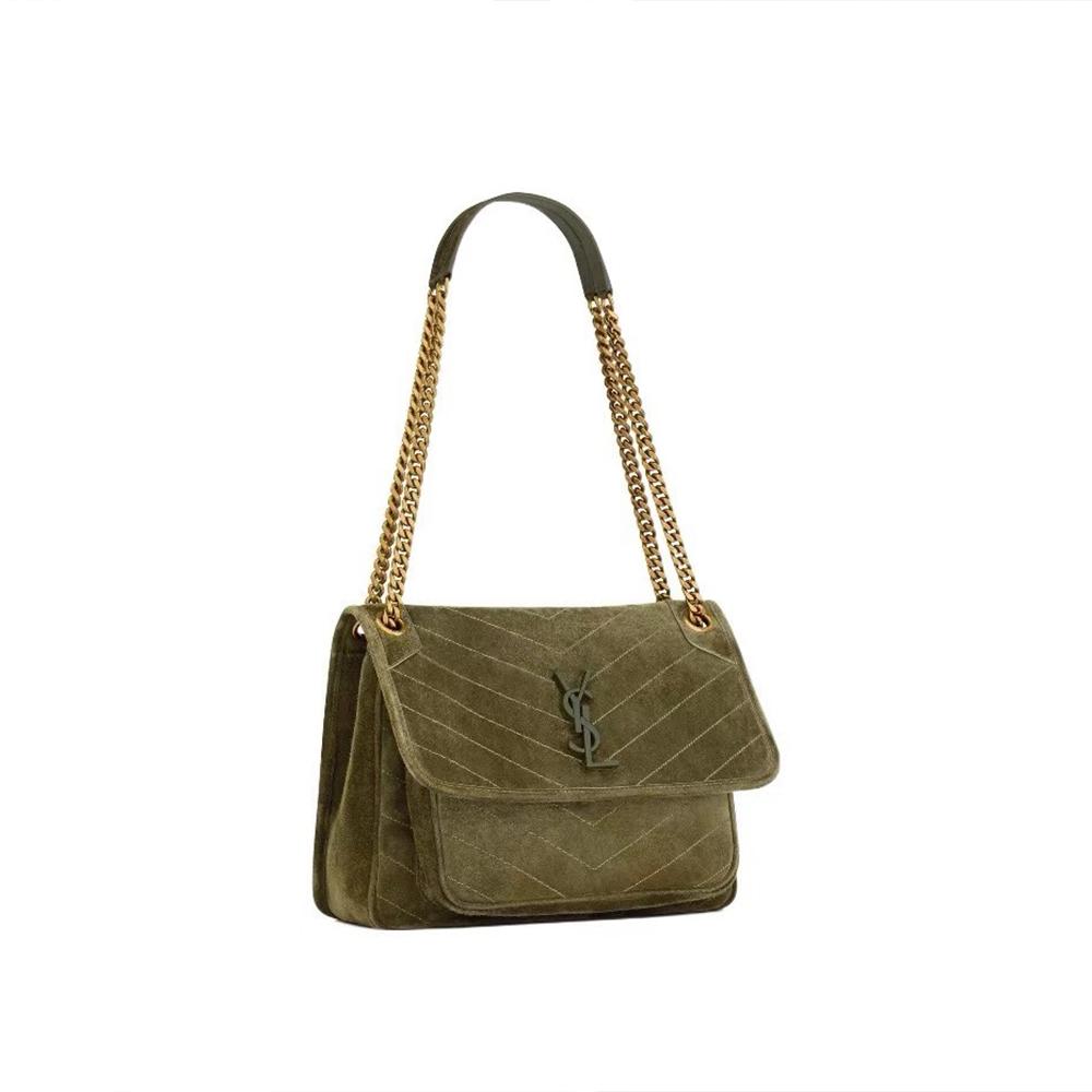 Saint Laurent YSL Niki Quilted Suede Handbag