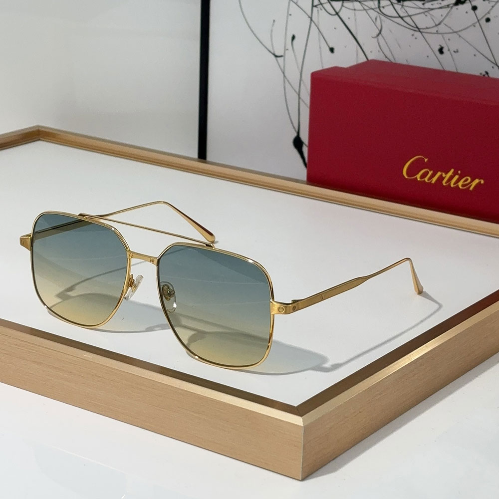 Cartier  Slim Metal Frame sunglasses Top quality