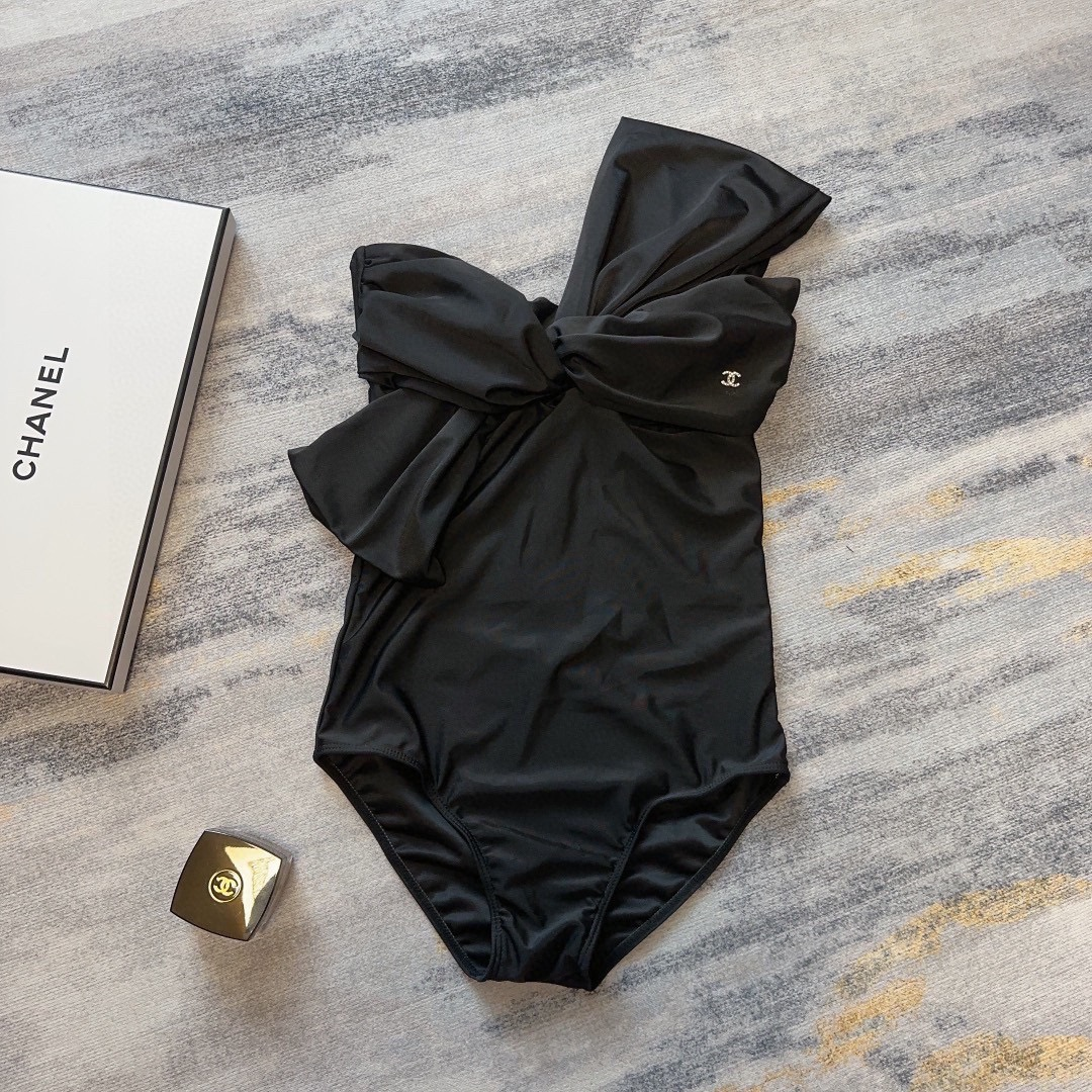 Chanel Bow One-piece Swimsuit Swimwear