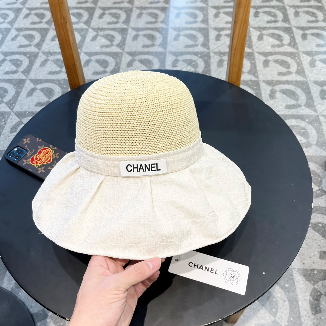 Chanel Knitted Breathable Bow Basin Hat Sunhat
