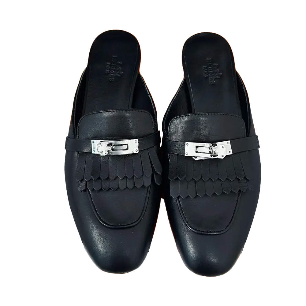 Hermes Oz  Leather is Comfortable Sandals Slide