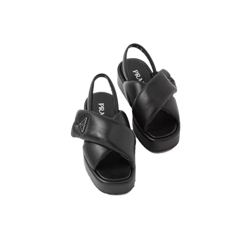 Prada Leather Peep-toe Beach Sandals Slide