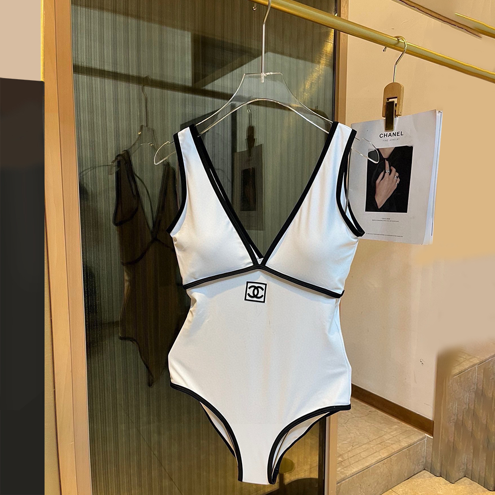 Chanel Logo One-piece Swimsuit Swimwear
