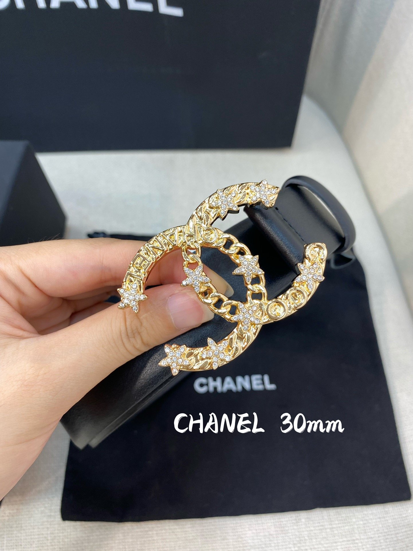 Chanel Belt With Double C Buckle Black Women Belt 30MM