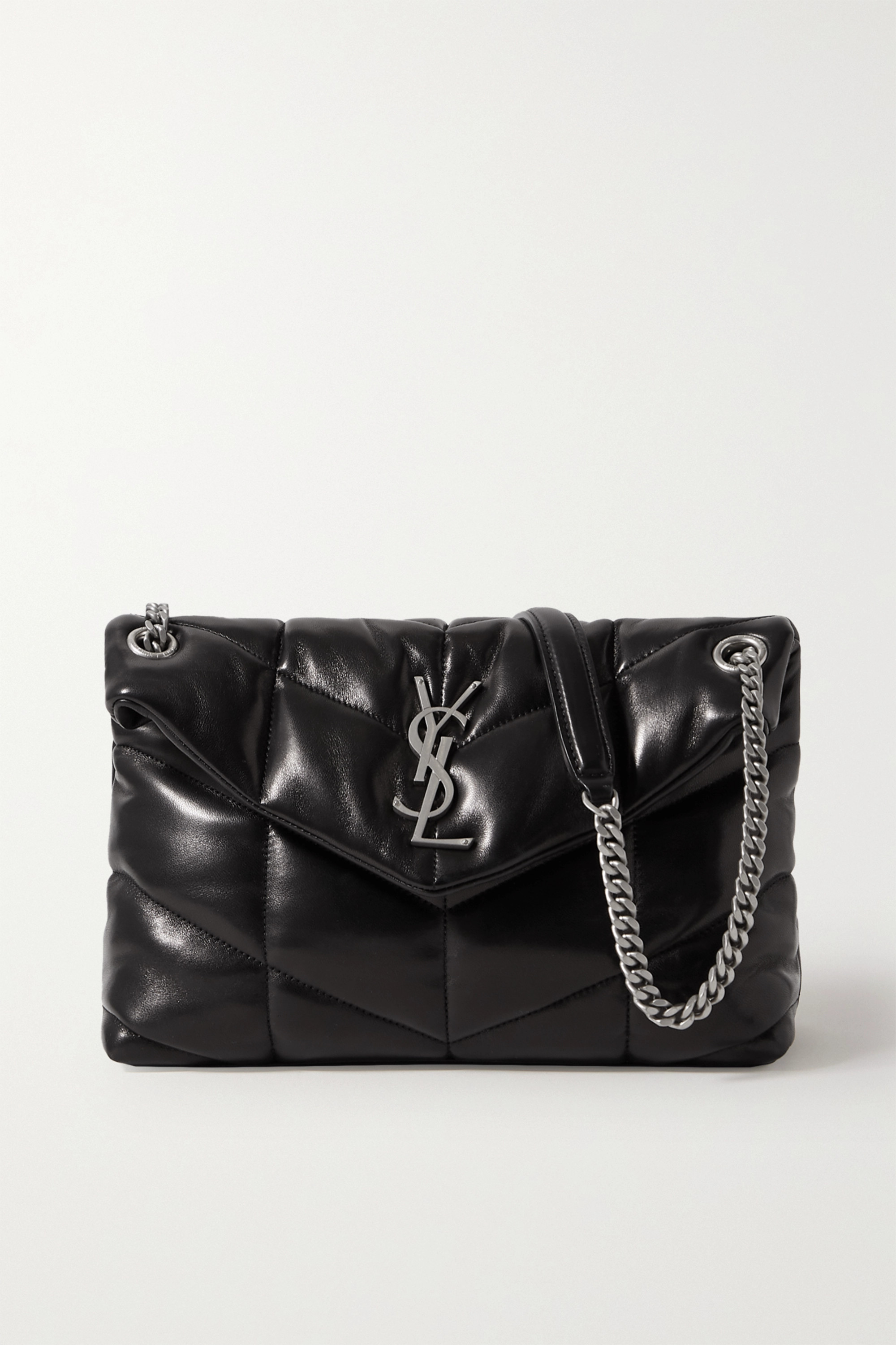 SAINT LAURENT Loulou Puffer small quilted leather shoulder bag black