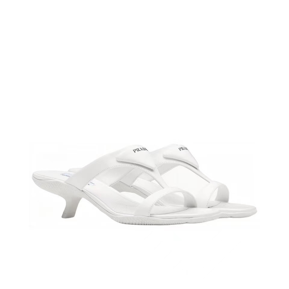 Prada  Polished Leather Sandals Slide