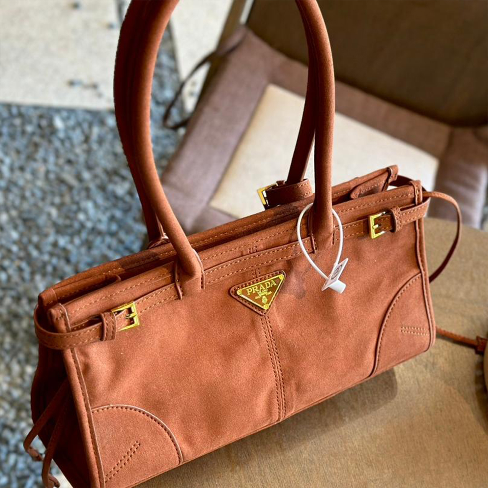 Prada Suede Tote Bag Soft-lux Handbag