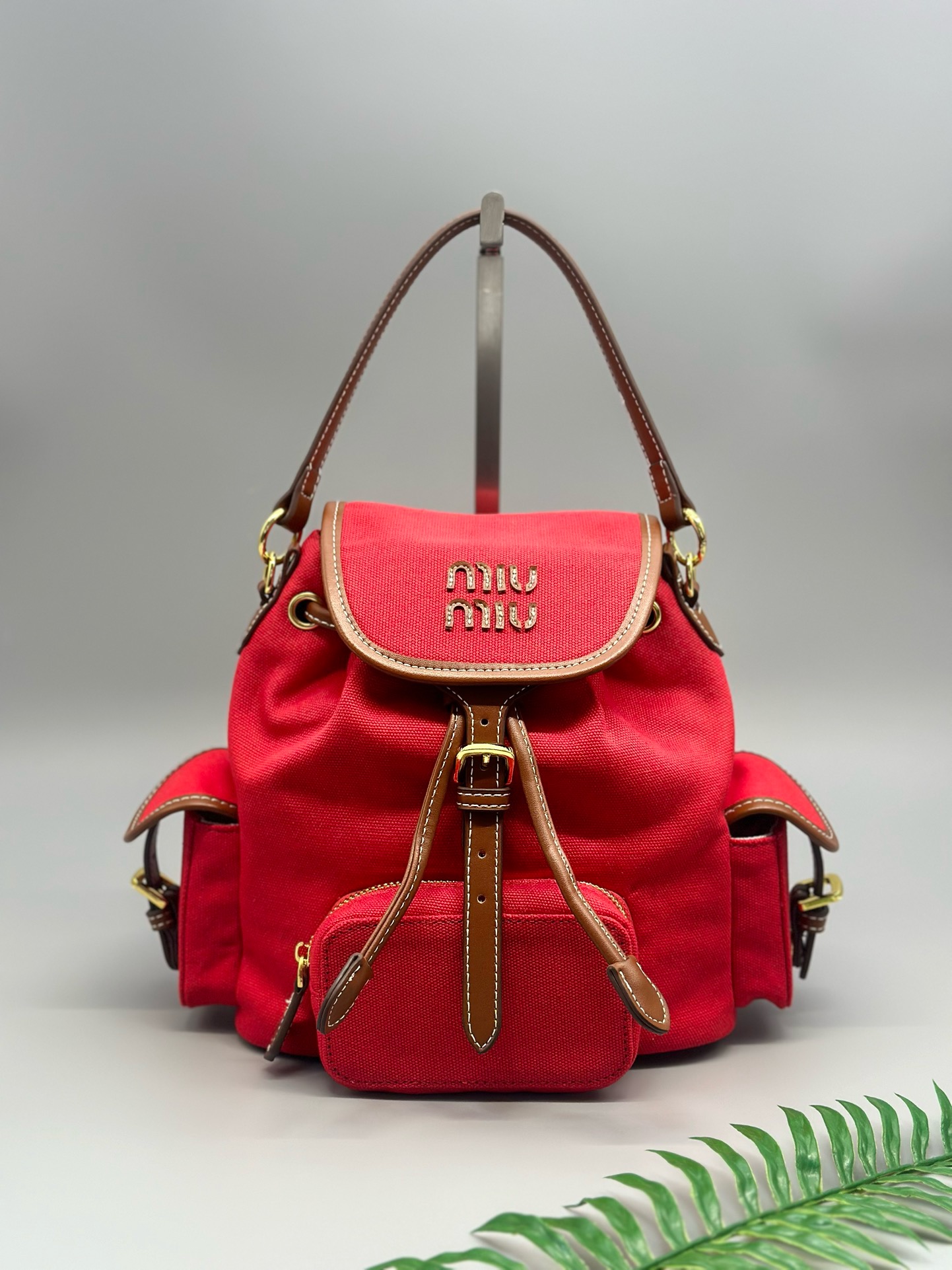 Miu Miu Canvas and Leather Backpack