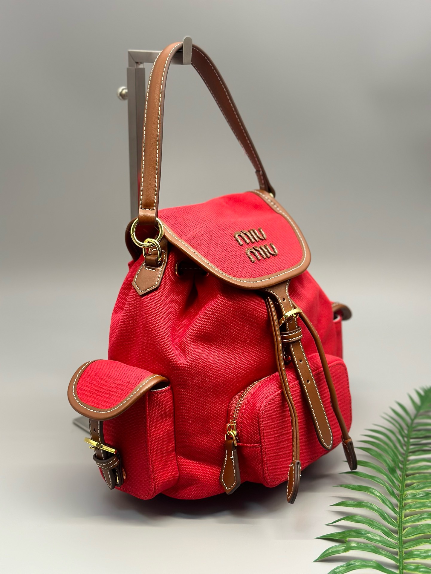 Miu Miu Canvas and Leather Backpack