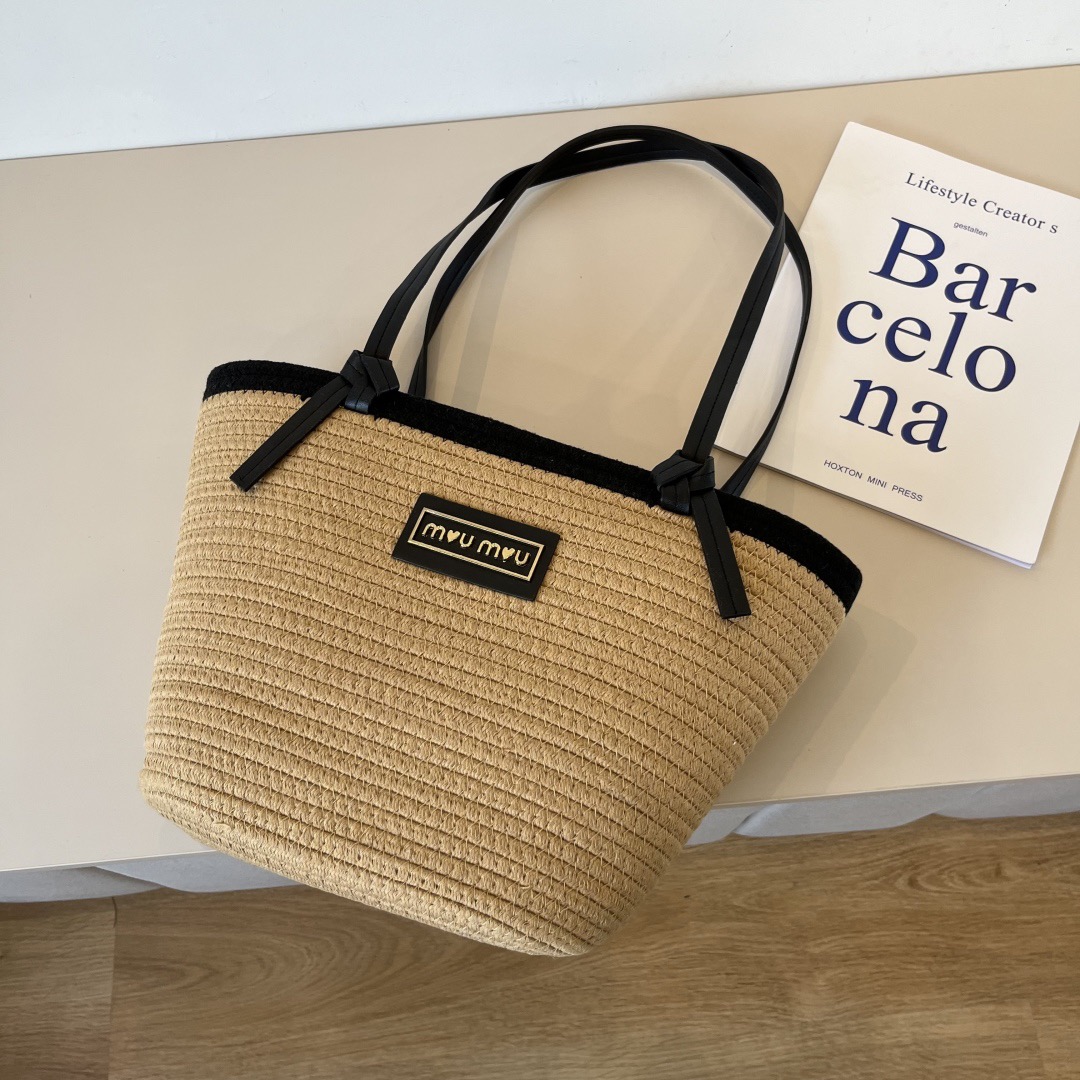 Miu Miu Beach Straw Tote Bag