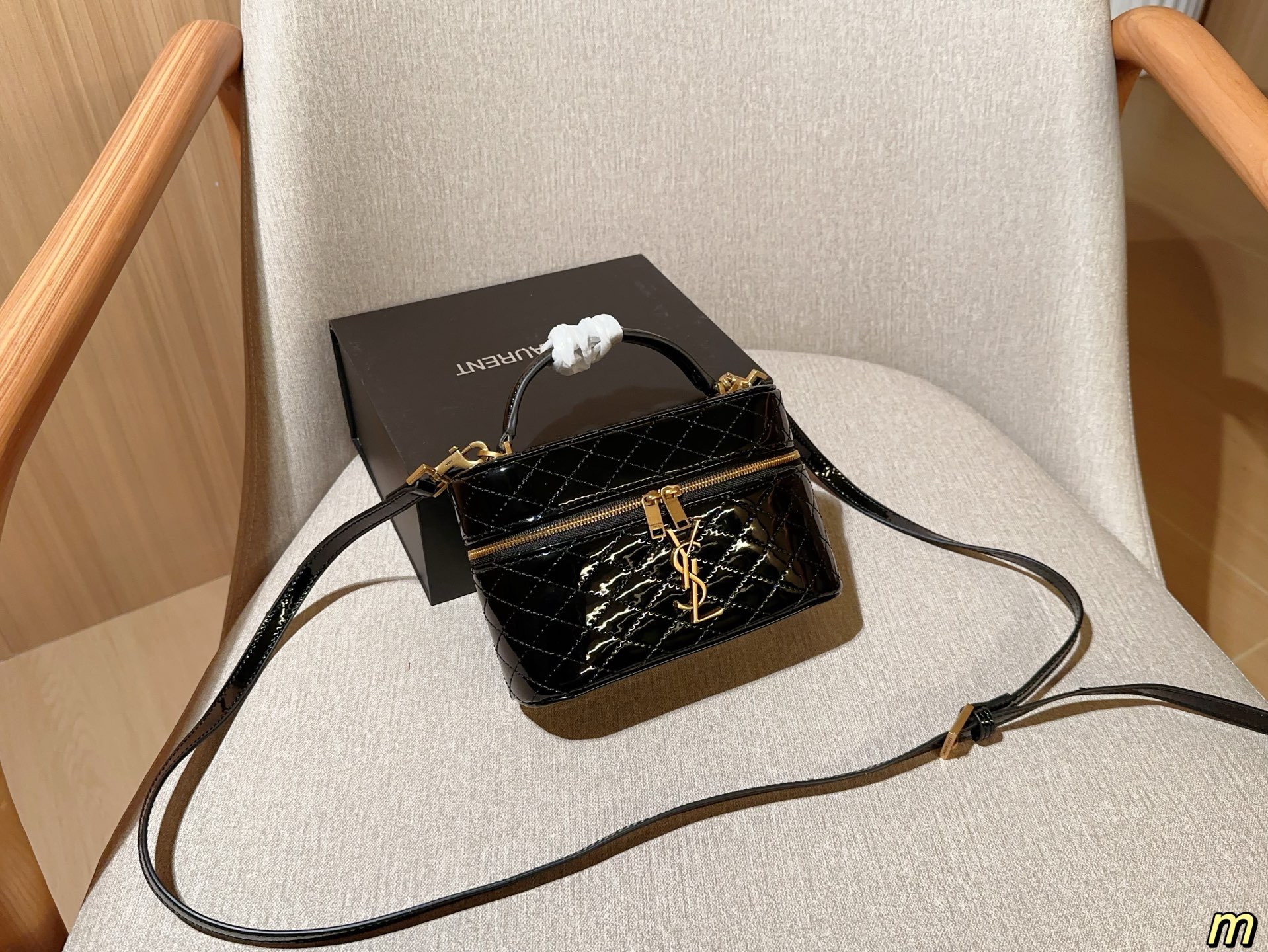 YSL Saint Laurent Patent Leather Cosmetic Bag