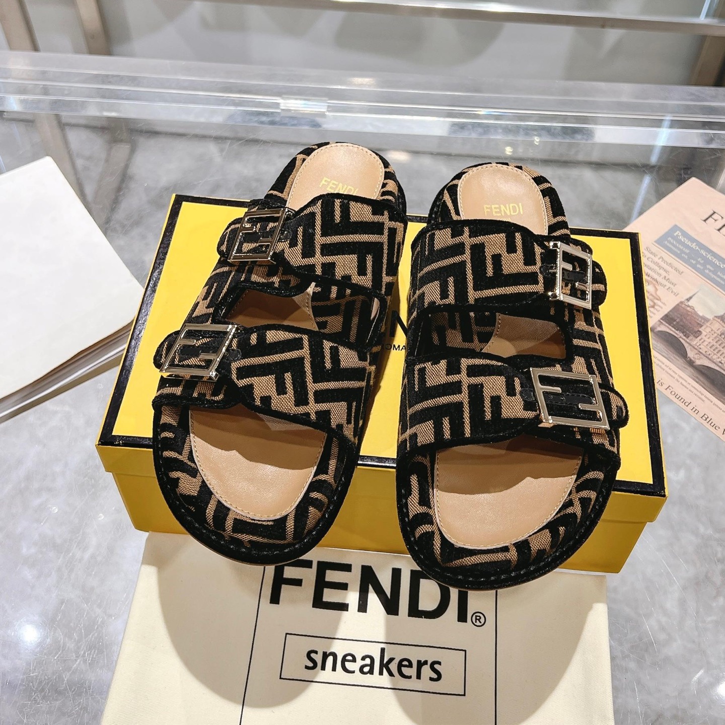 Fendi double-strap flat slipper Sandals